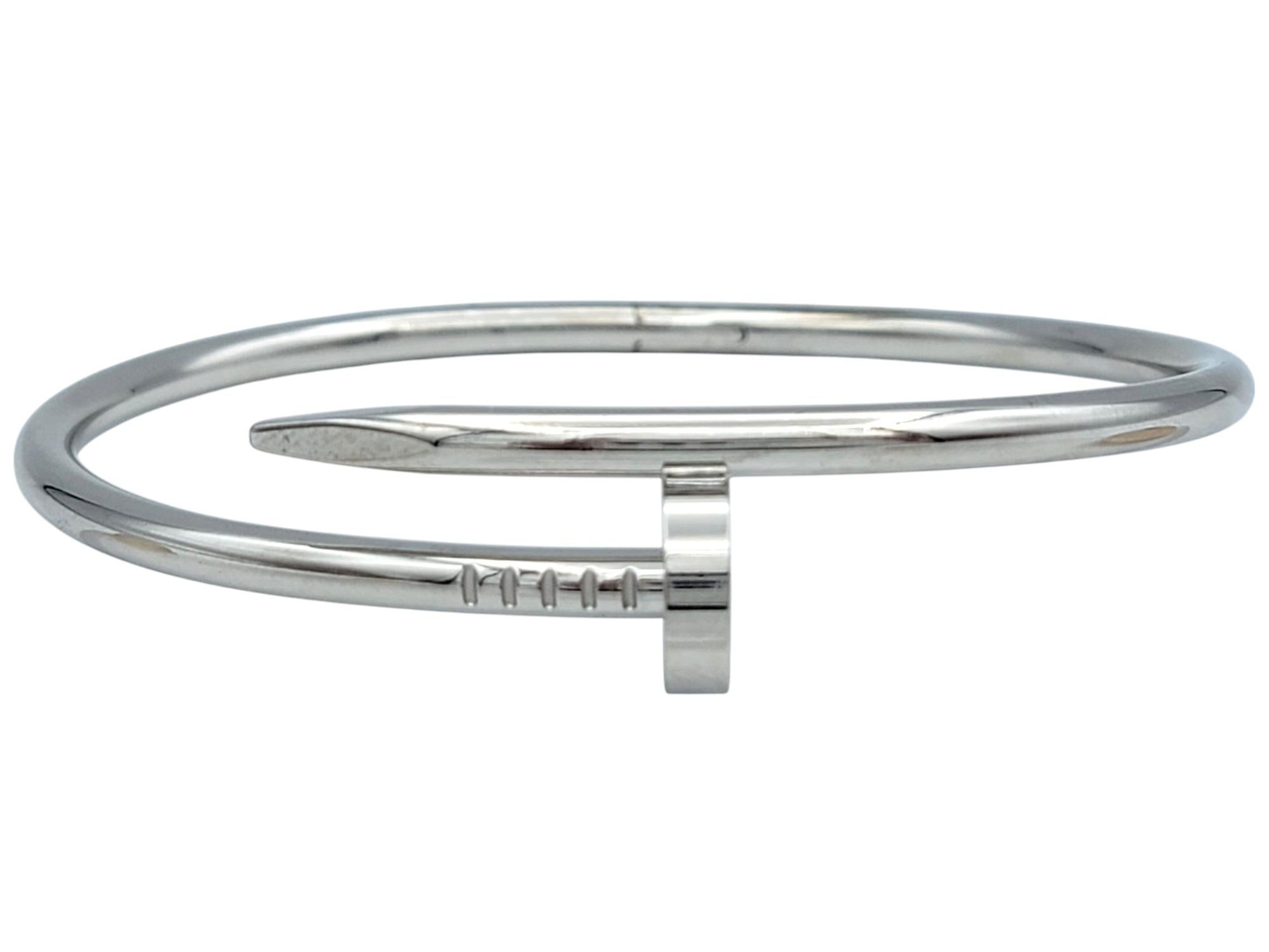 Contemporain Cartier Juste Un Clou Bracelet jonc à charnières en or blanc 18 carats, taille 18 en vente