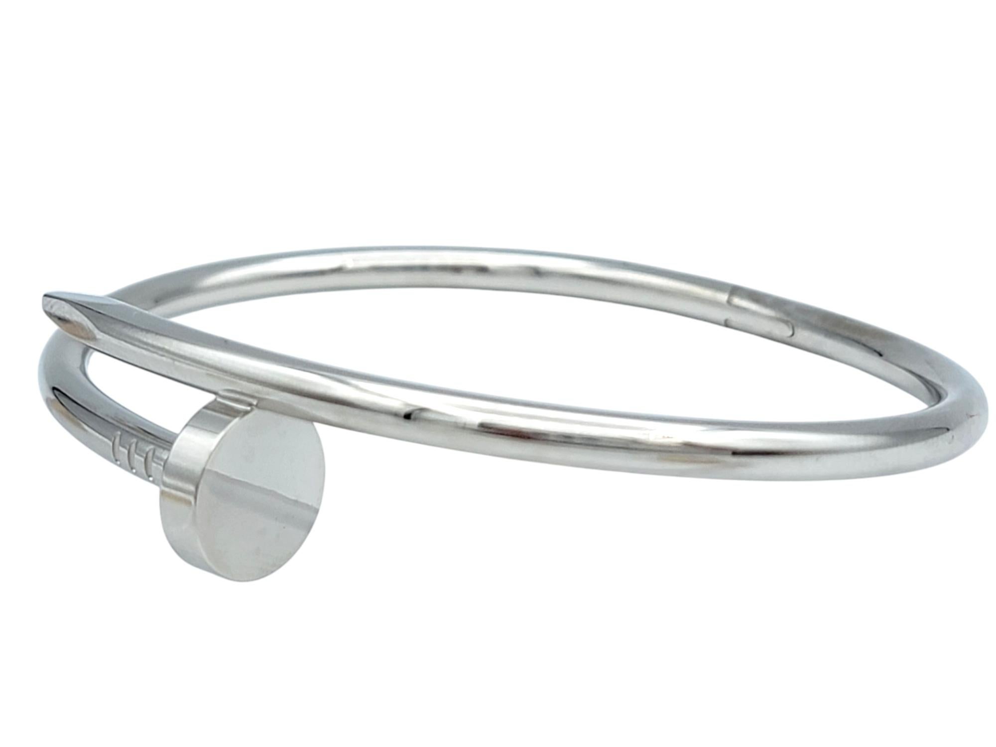 Cartier Juste Un Clou Bracelet jonc à charnières en or blanc 18 carats, taille 18 Bon état - En vente à Scottsdale, AZ