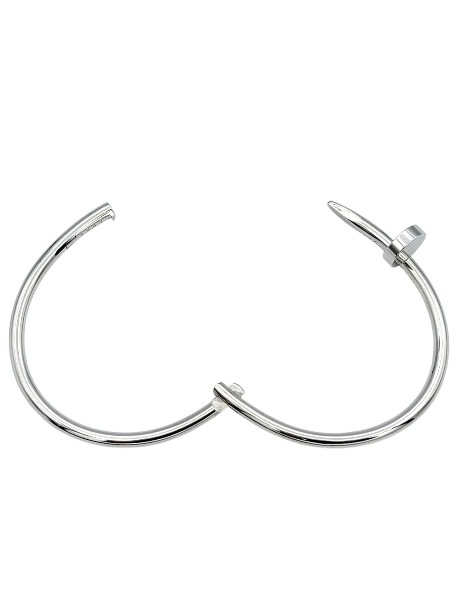 Cartier Juste Un Clou Bracelet jonc à charnières en or blanc 18 carats, taille 18 en vente 2