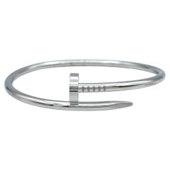 Cartier Juste Un Clou Hinged Bangle Bracelet in 18 Karat White Gold, Size 18