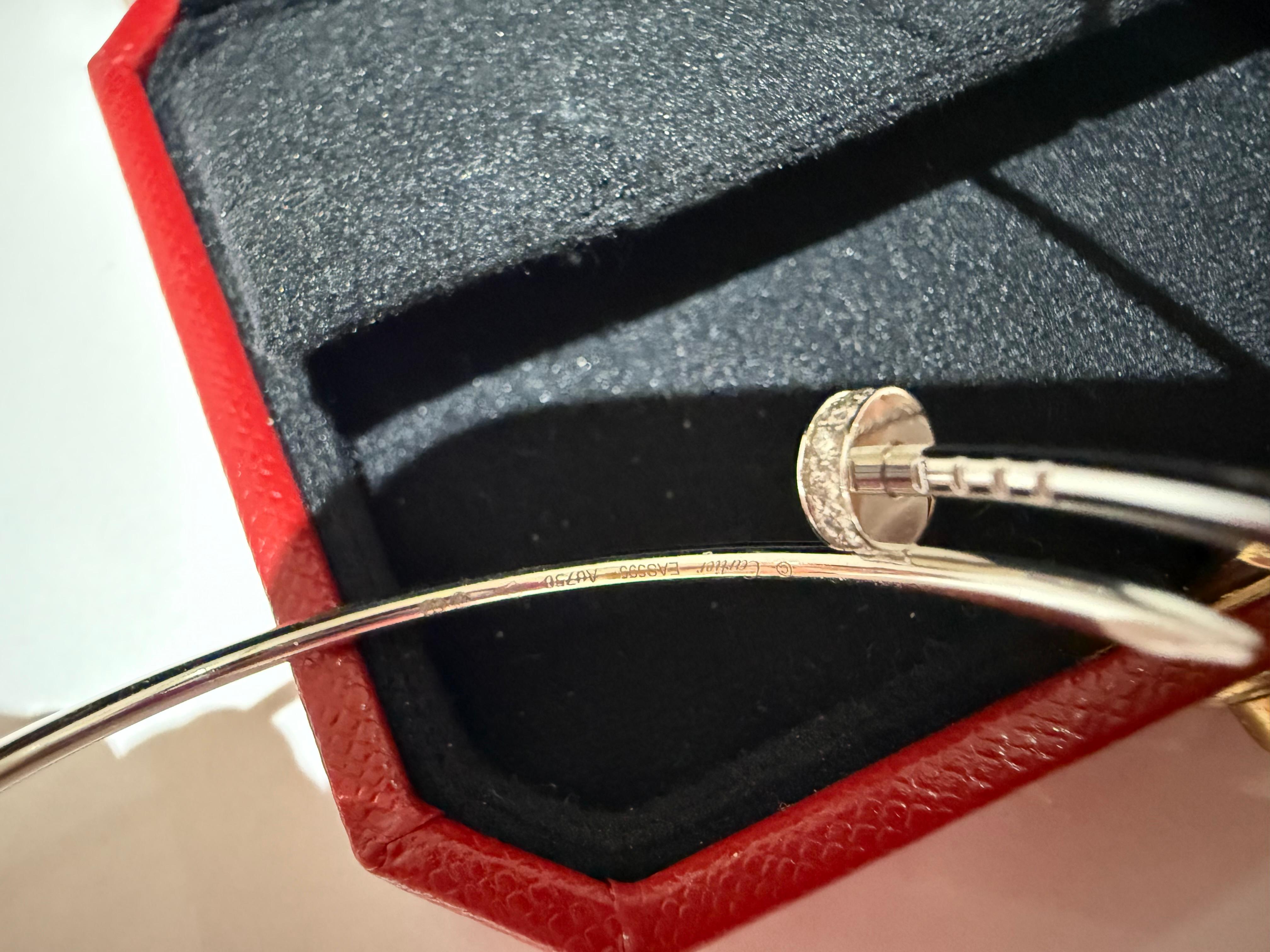 Women's or Men's Cartier Juste un clou hoop earrings white gold paved diamonds For Sale