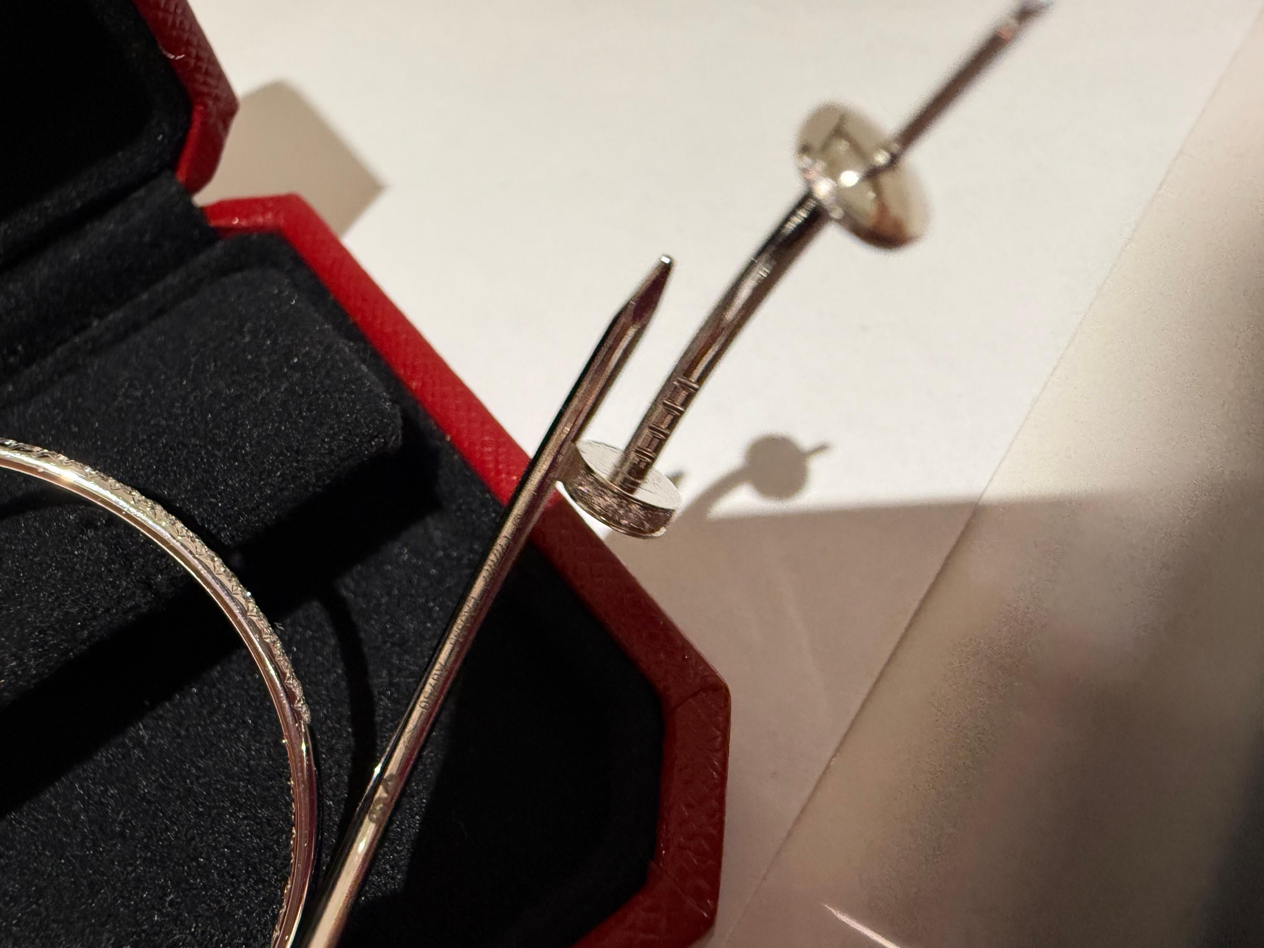 Cartier Juste un clou hoop earrings white gold paved diamonds For Sale 1