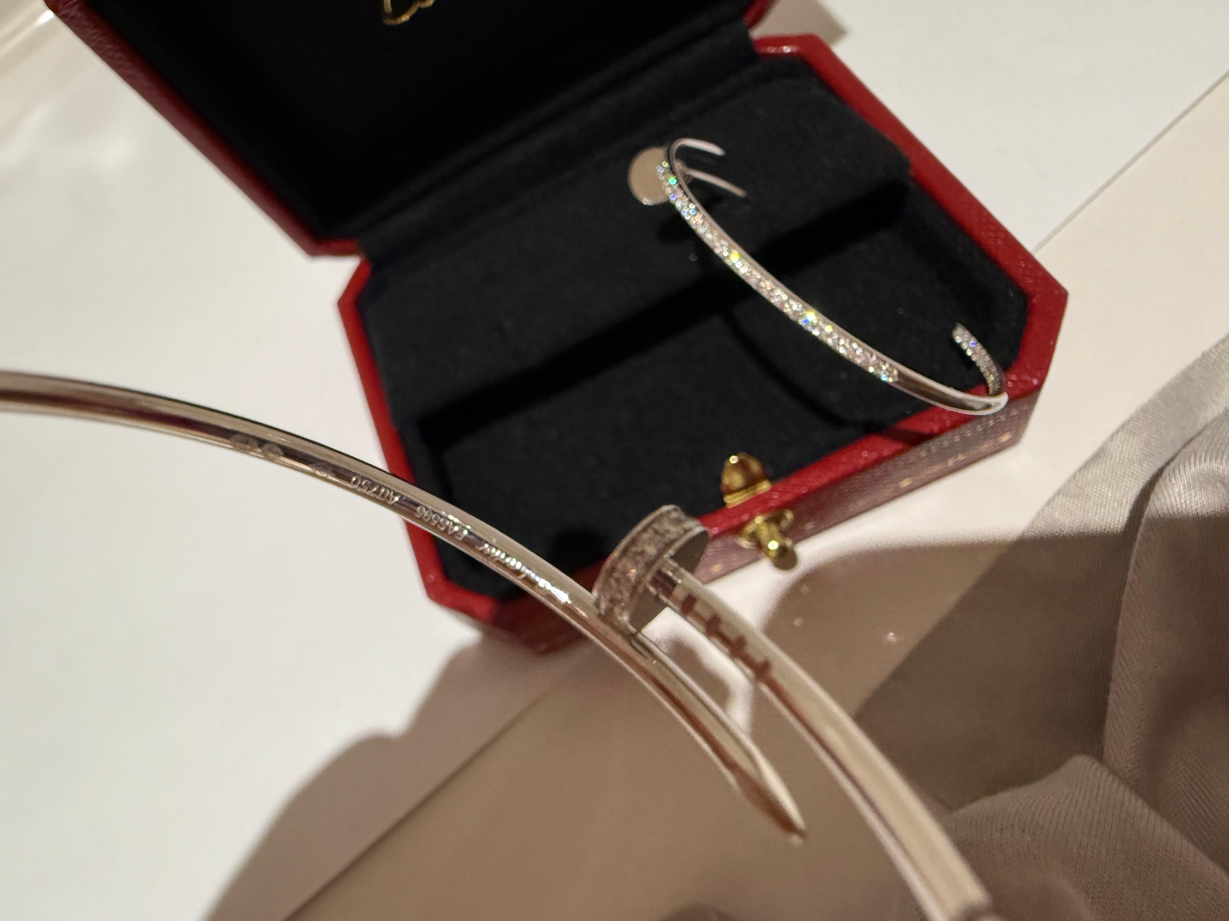 Cartier Juste un clou hoop earrings white gold paved diamonds For Sale 2