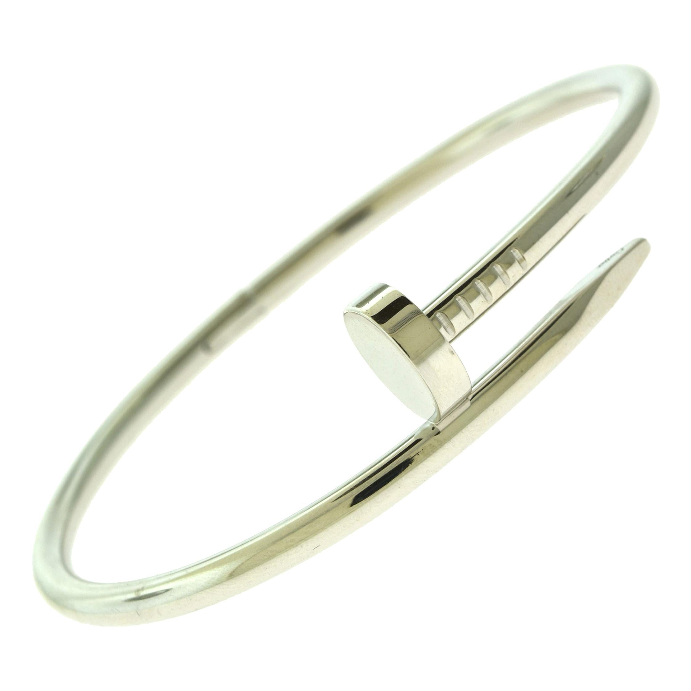 Cartier Juste Un Clou “NAIL” 18 Karat White Gold Bangle Bracelet at 1stDibs