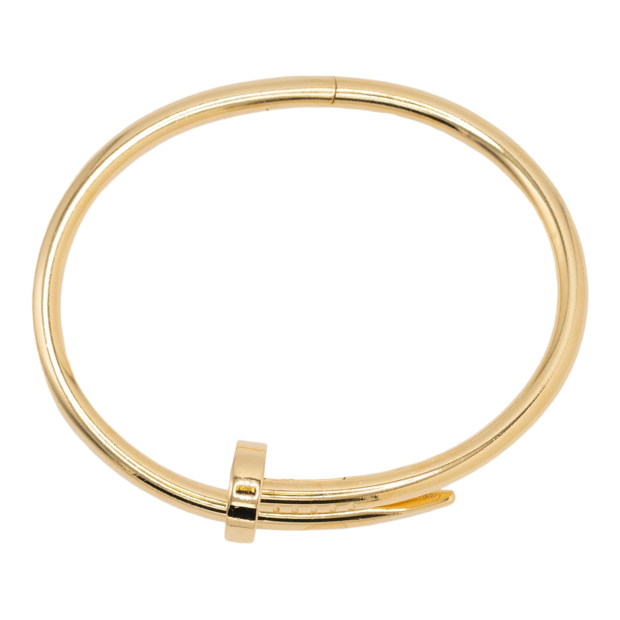 Cartier Juste Un Clou (Nail) 18-Karat Yellow Gold Bracelet 

Discover timeless elegance with the Cartier Nail Bracelet in 18-karat yellow gold, available in size 15. This 18k yellow gold Cartier Bracelet is a striking and iconic piece of jewelry.