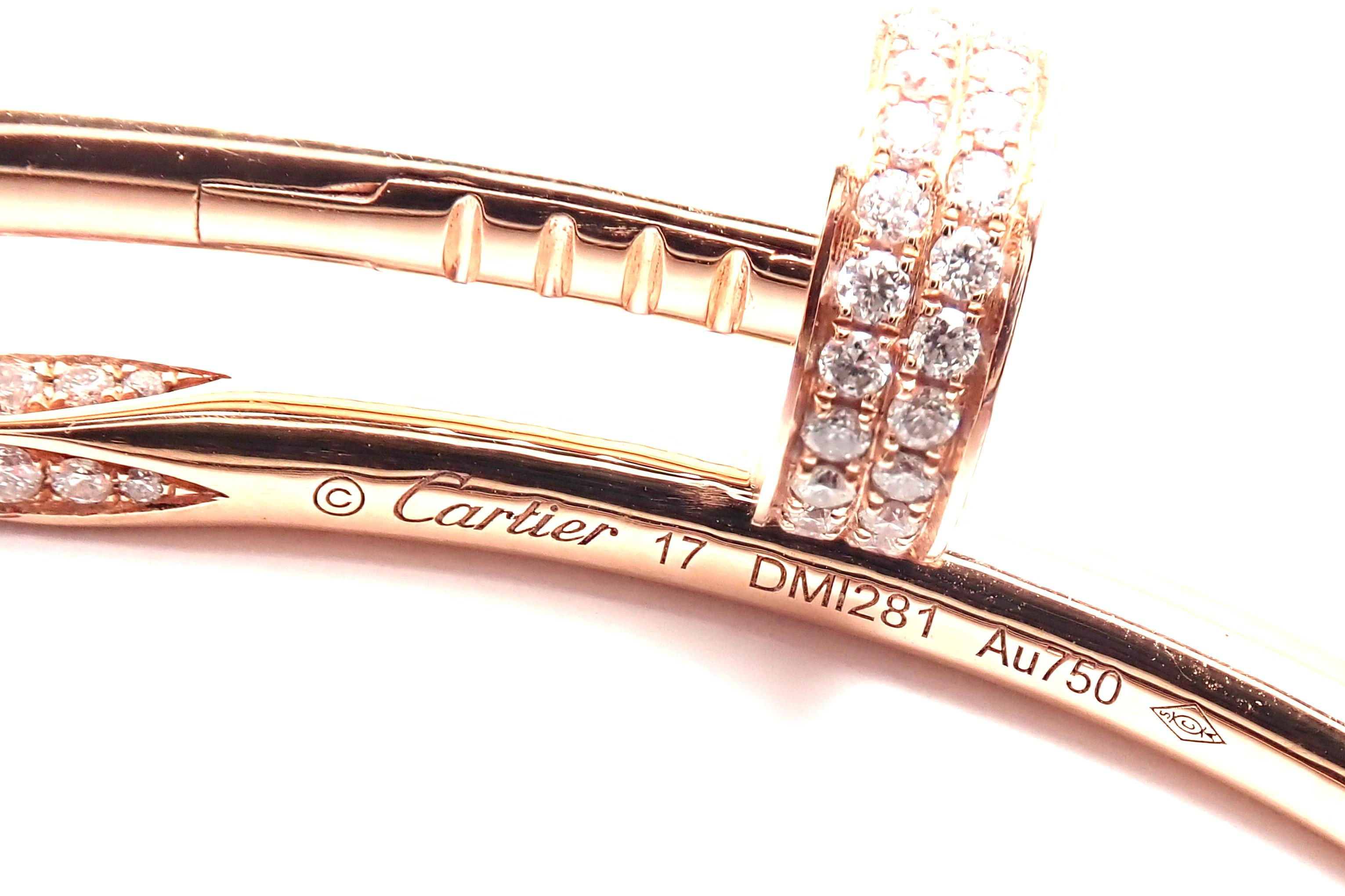 Cartier Juste Un Clou Nail 2.26 Carat Diamond Rose Gold Bangle Bracelet In Excellent Condition In Holland, PA