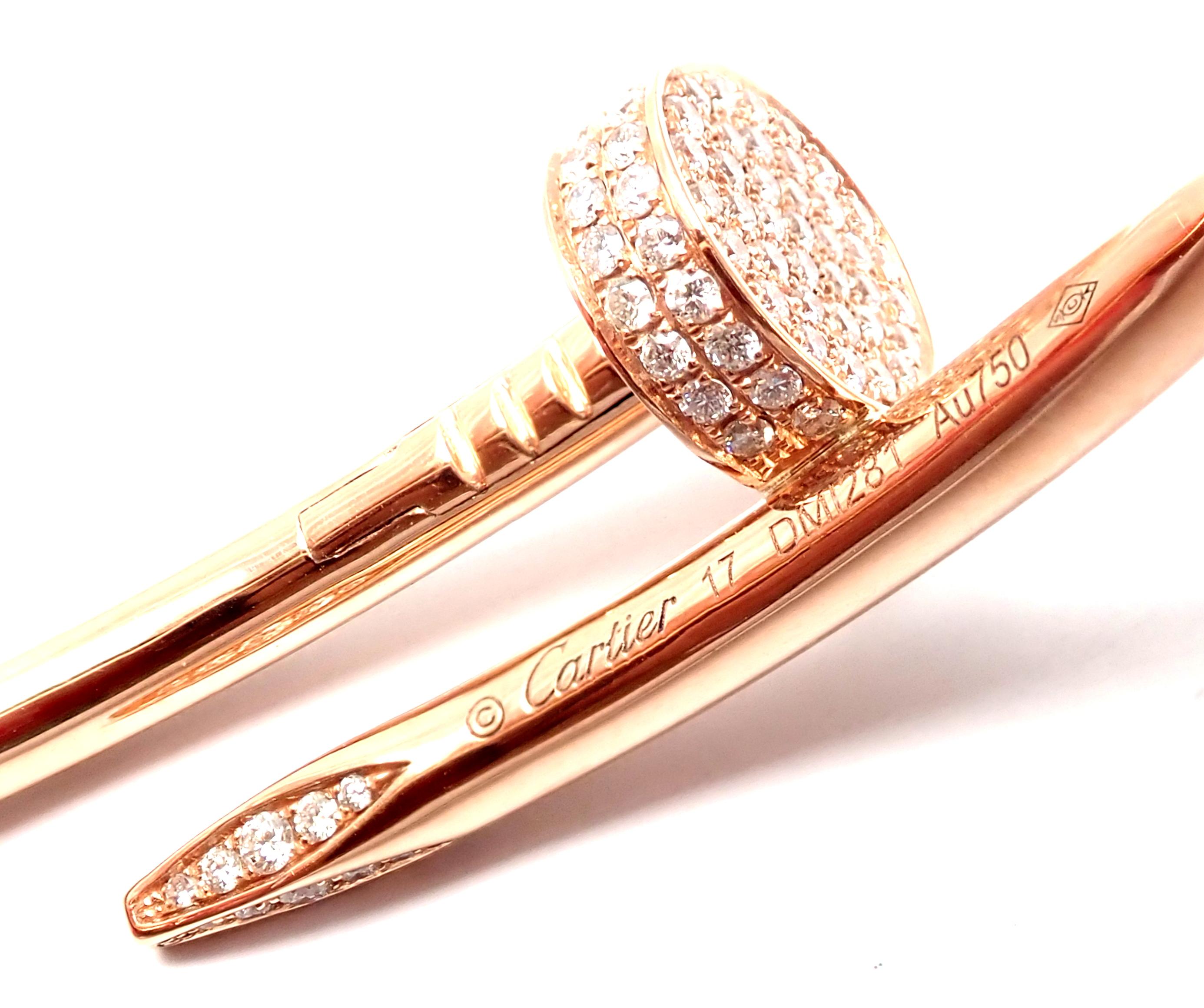 Cartier Juste Un Clou Nail 2.26 Carat Diamond Rose Gold Bangle Bracelet 1