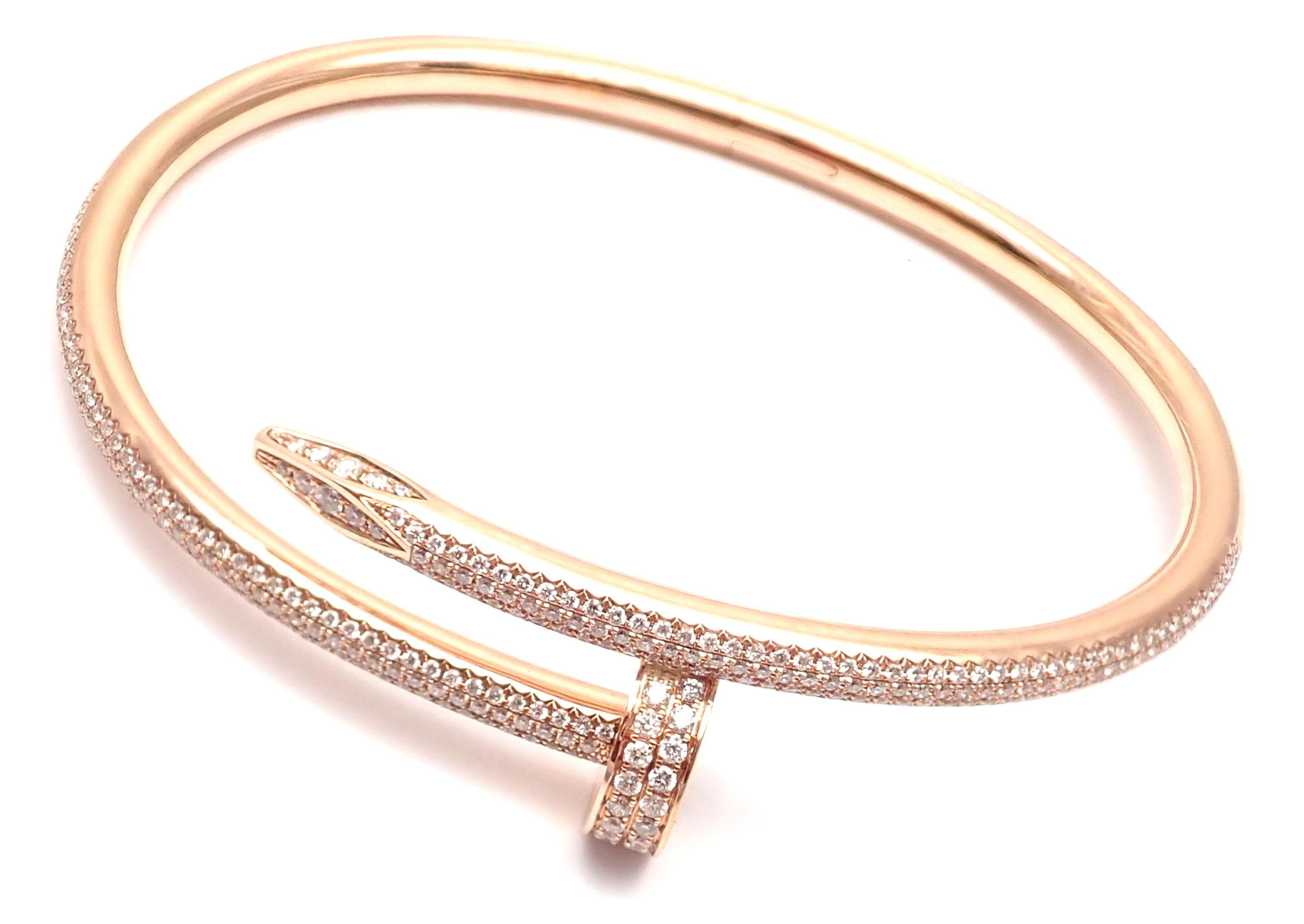 Cartier Juste Un Clou Nail 2.26 Carat Diamond Rose Gold Bangle Bracelet 2