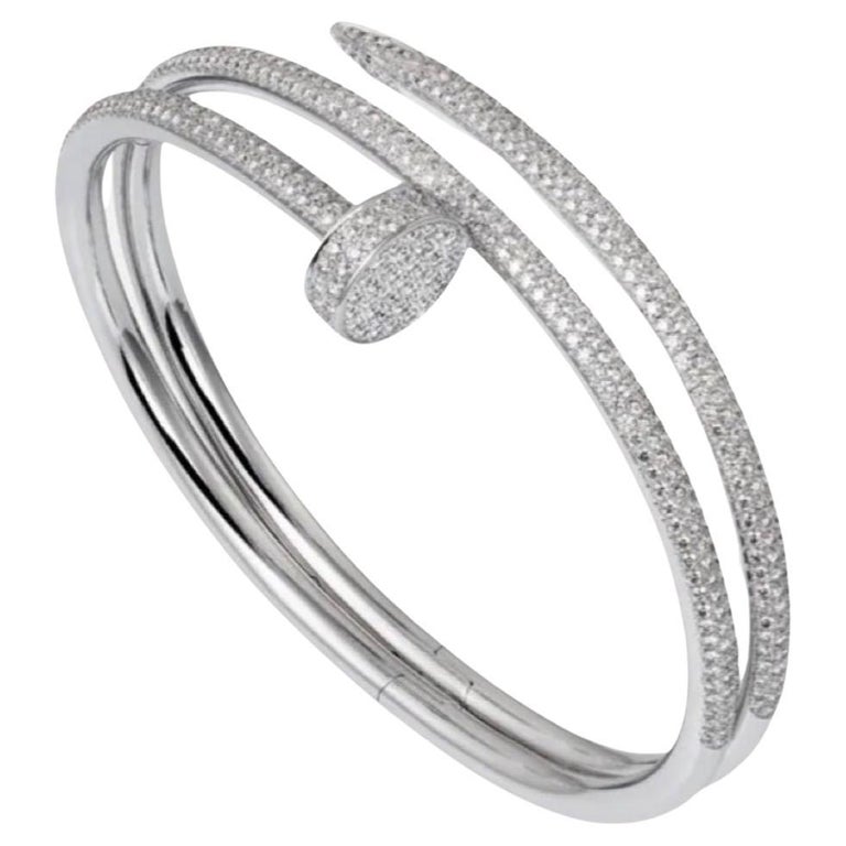 Cartier Juste Un Clou Nail Bracelet en or blanc 18k et diamants En vente  sur 1stDibs