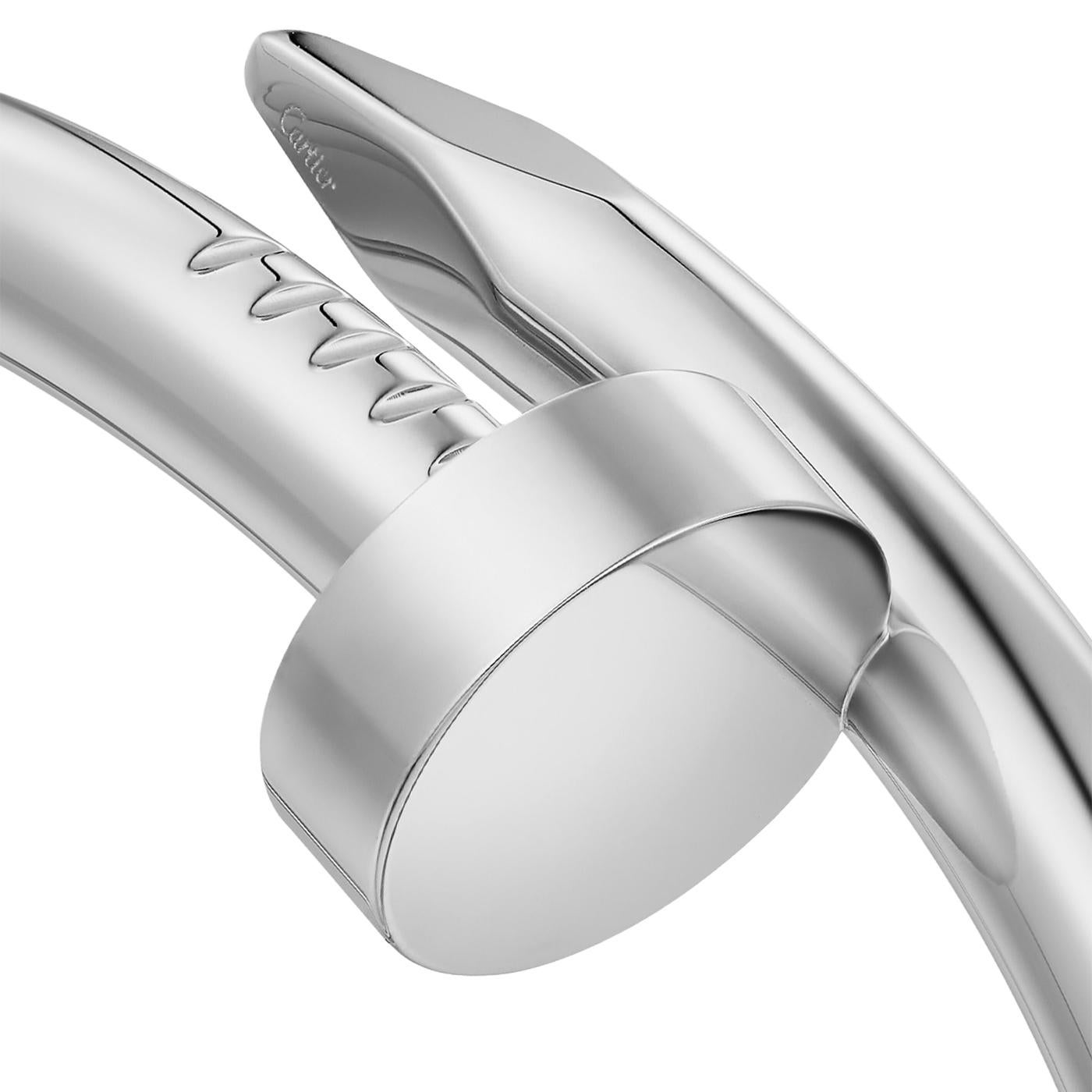 Modernist Cartier Juste un Clou Nail Bracelet Bangle Large Model 17 Size 18K White Gold For Sale