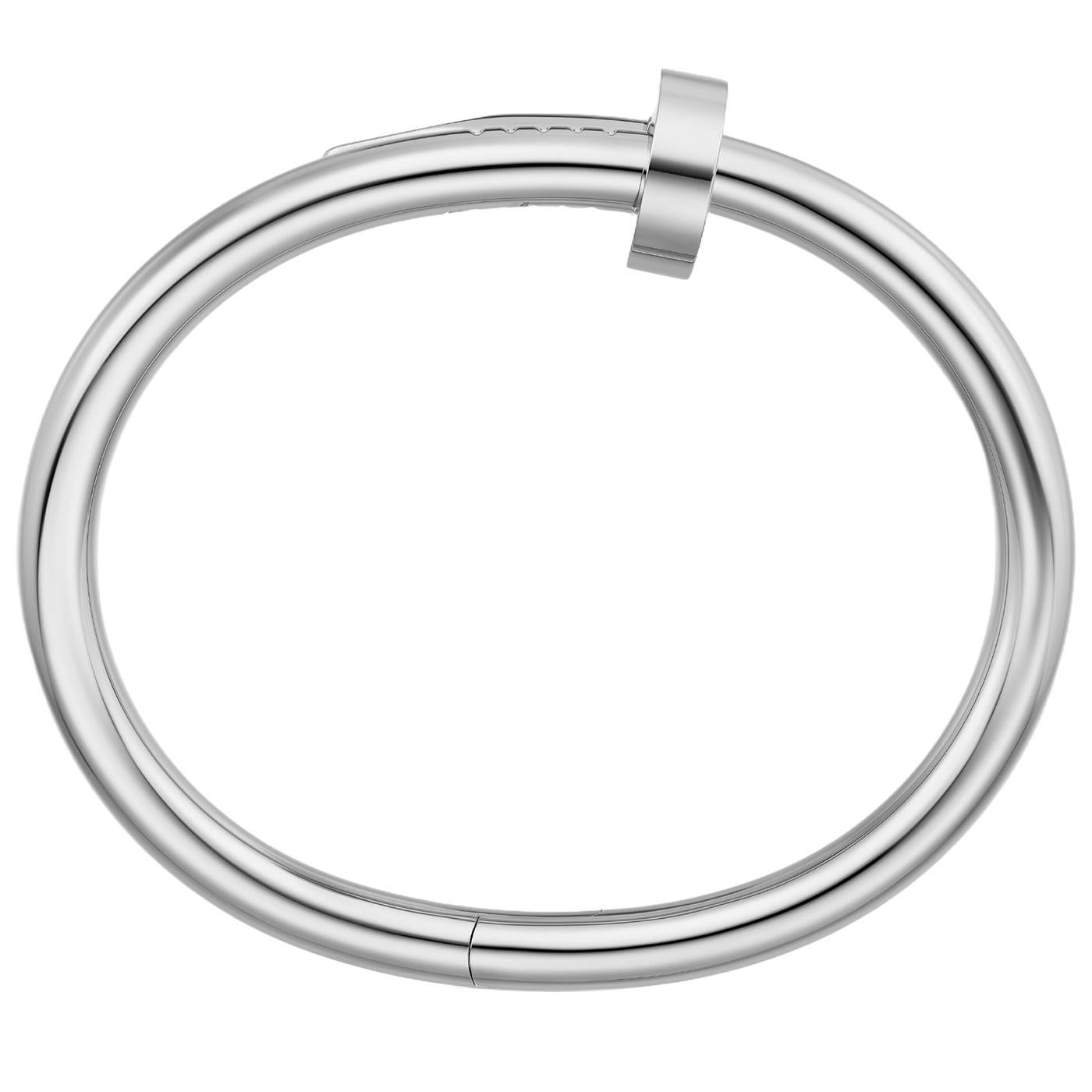 Cartier Juste un Clou Nail Bracelet Bangle Large Model 17 Size 18K White Gold In New Condition For Sale In Aventura, FL