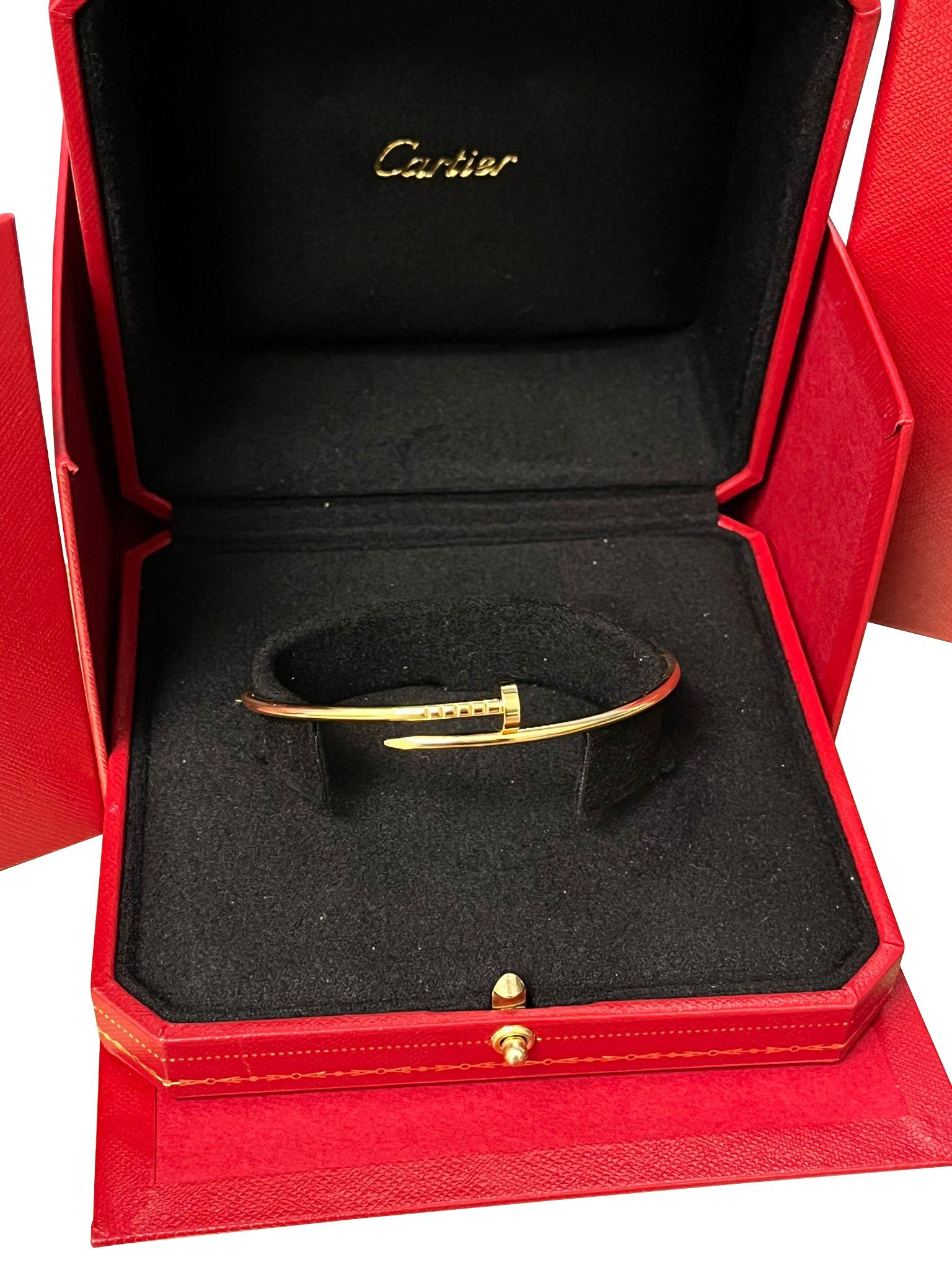Cartier Juste un Clou Nail Bracelet Bangle Small Model 18K Yellow Gold Size 19 3