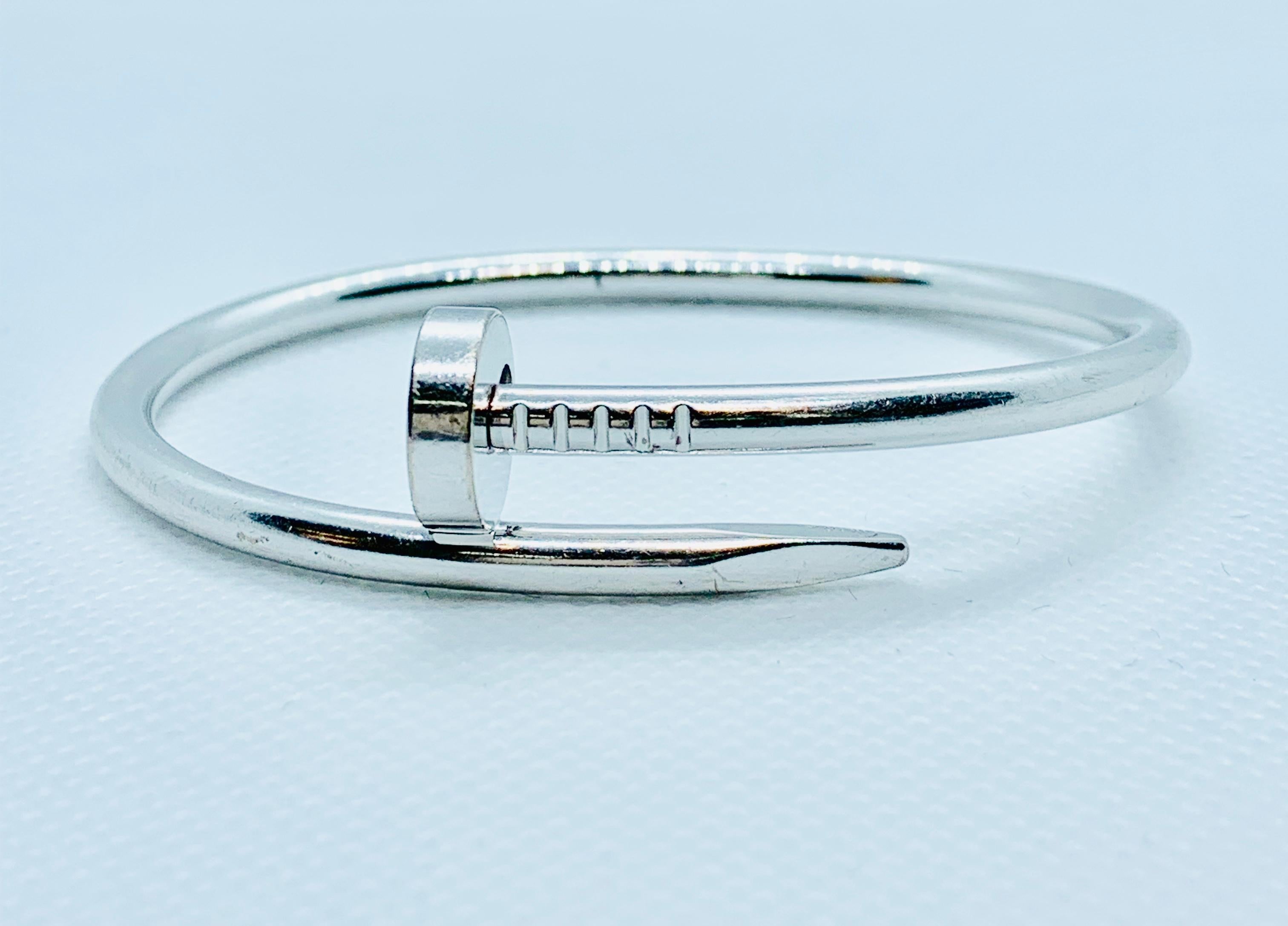 Contemporary Cartier Juste Un Clou Nail Bracelet in 18 Karat White Gold