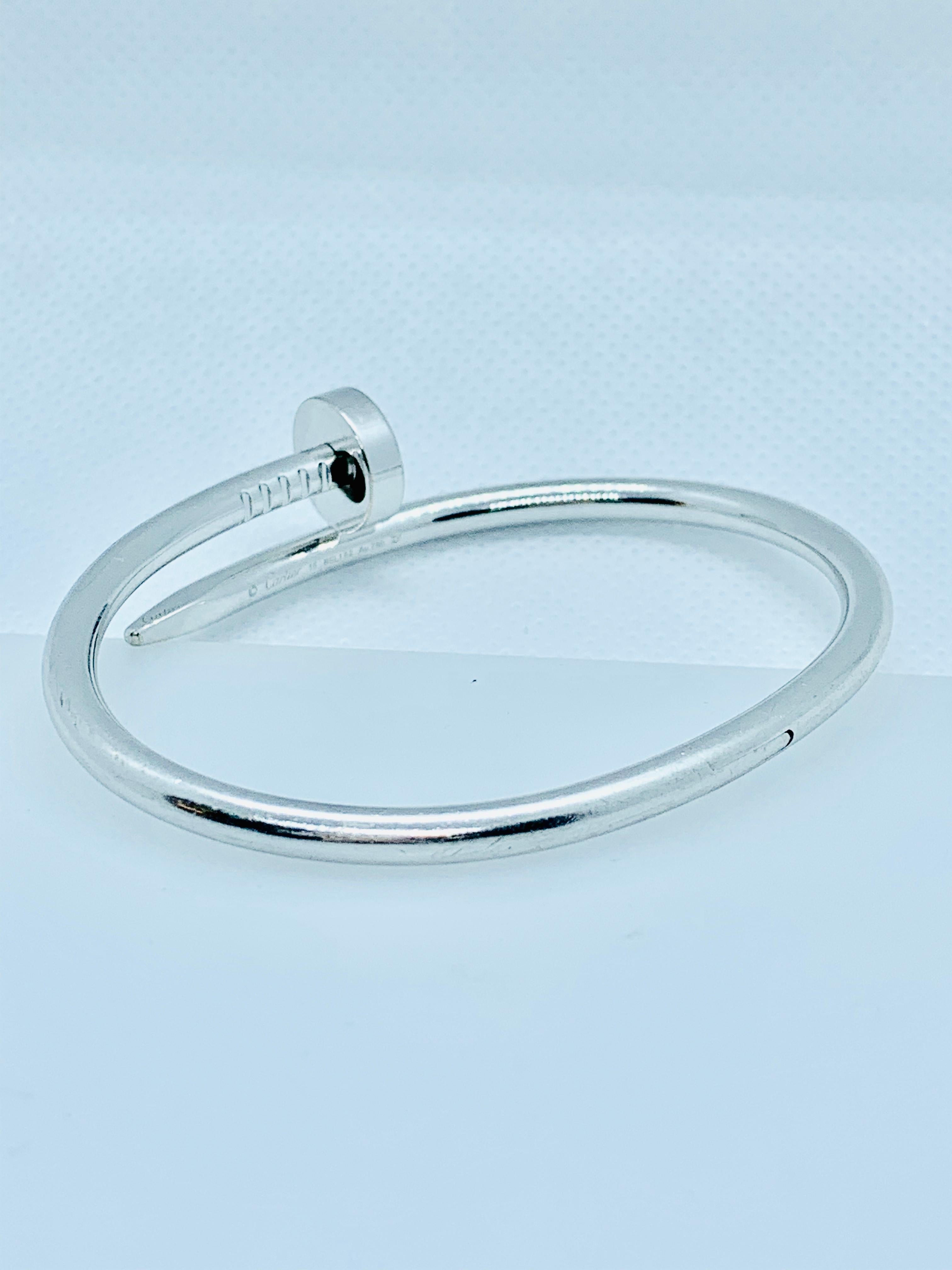 Cartier Juste Un Clou Nail Bracelet in 18 Karat White Gold In Excellent Condition In Birmingham, AL