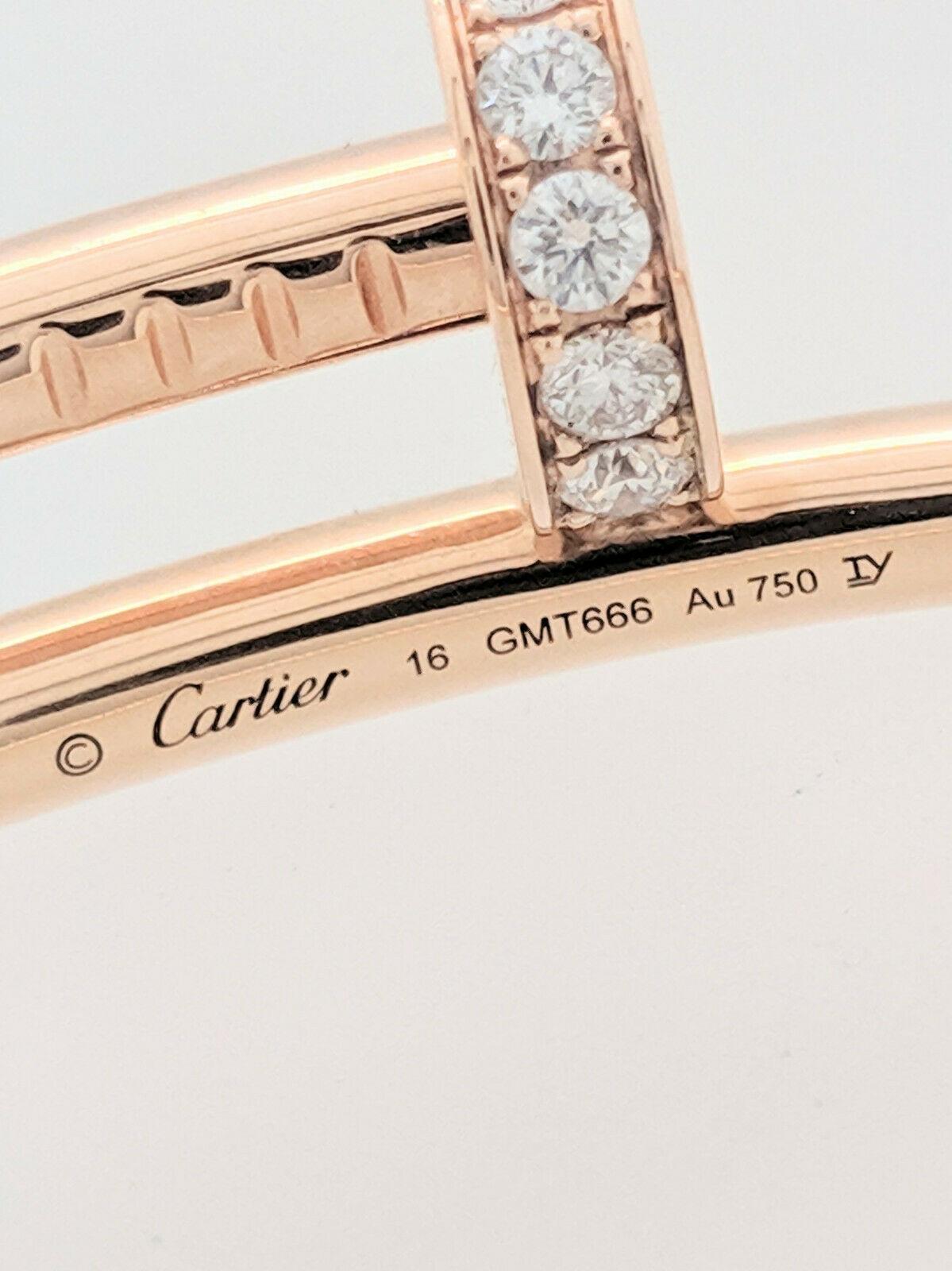 Contemporary Cartier Juste un Clou Nail Bracelet with Diamonds 18 Karat Rose Gold Box, Papers