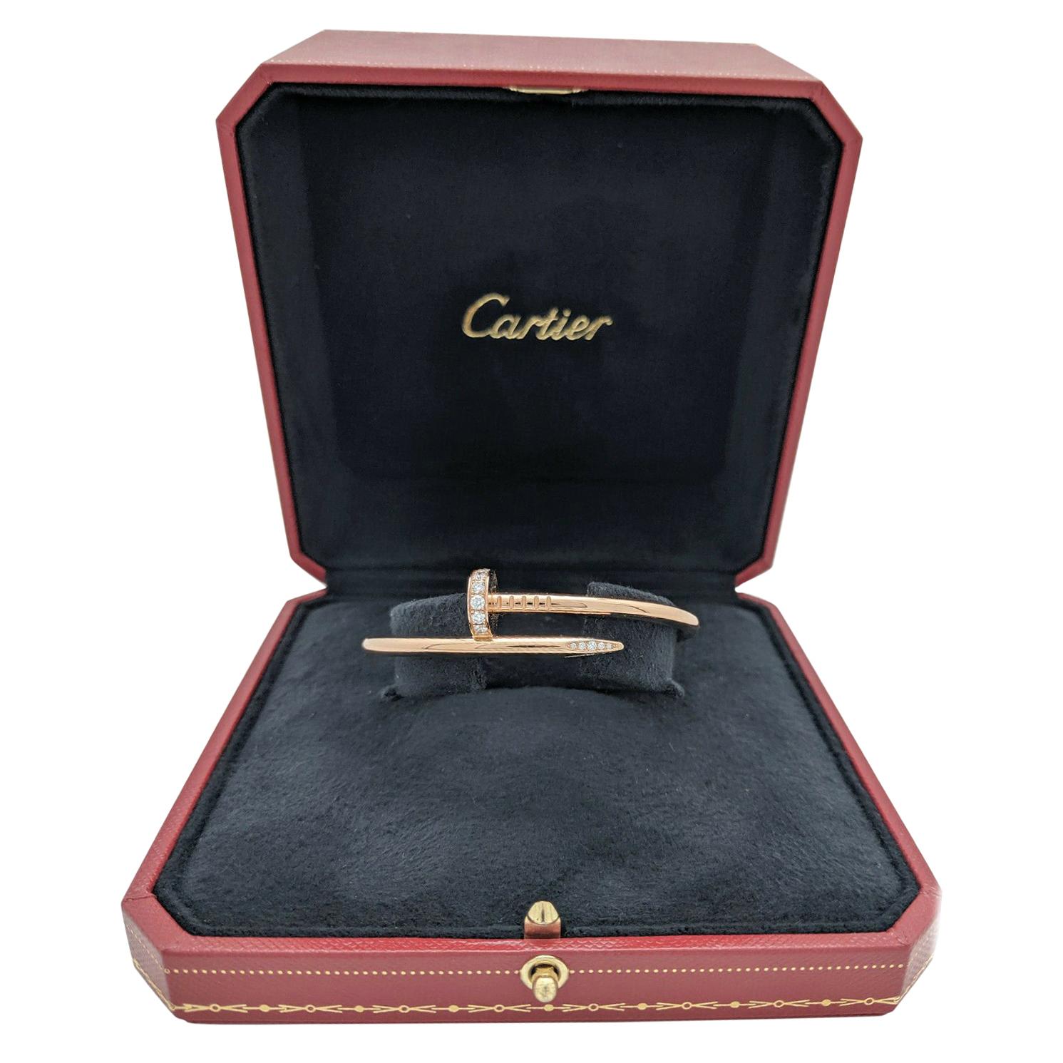 Cartier Juste un Clou Nail Bracelet with Diamonds 18 Karat Rose Gold Box, Papers