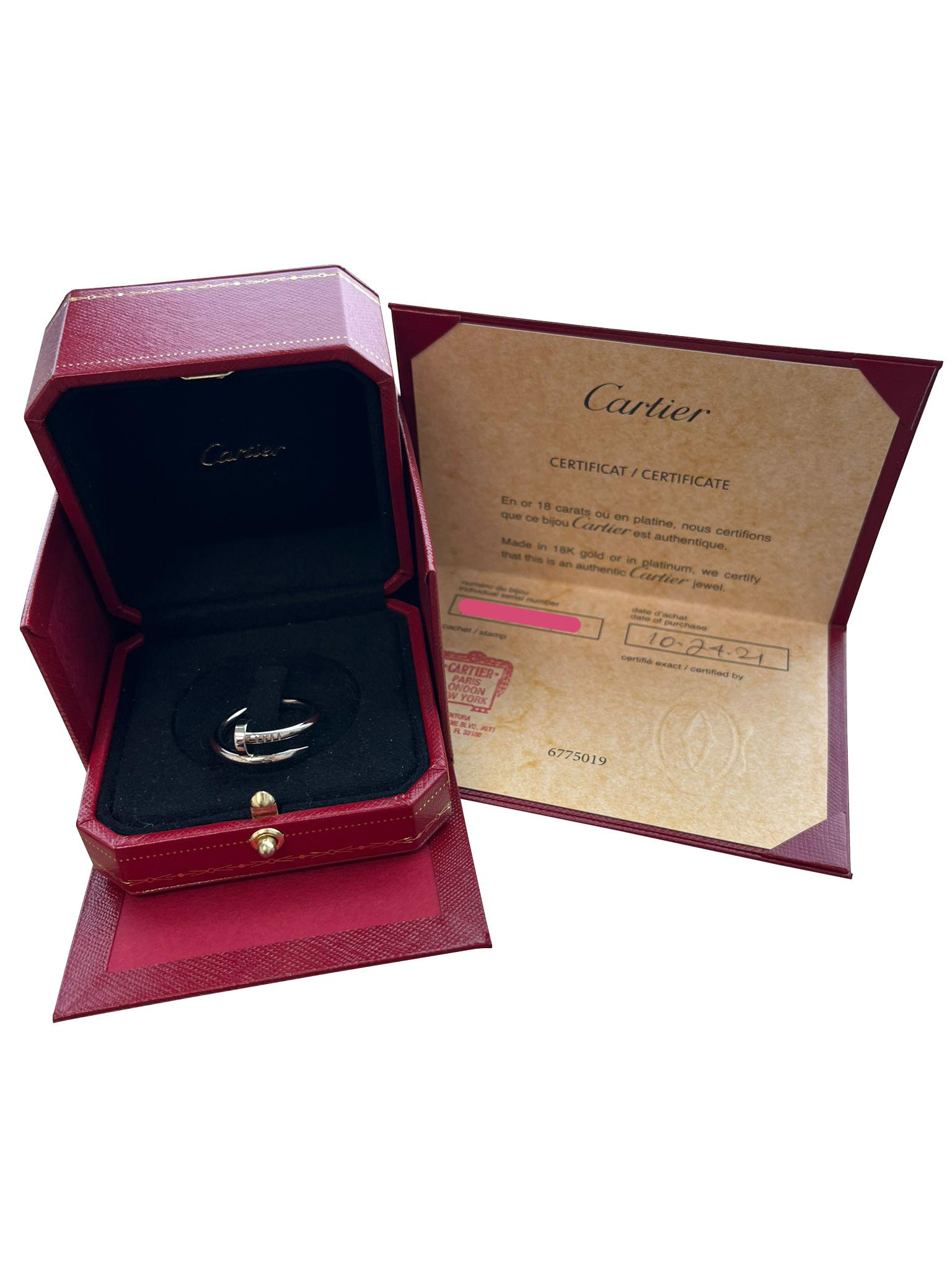 Cartier Juste un Clou Nail Ring classic Model 56 Size White Gold en Bueno estado para la venta en Aventura, FL