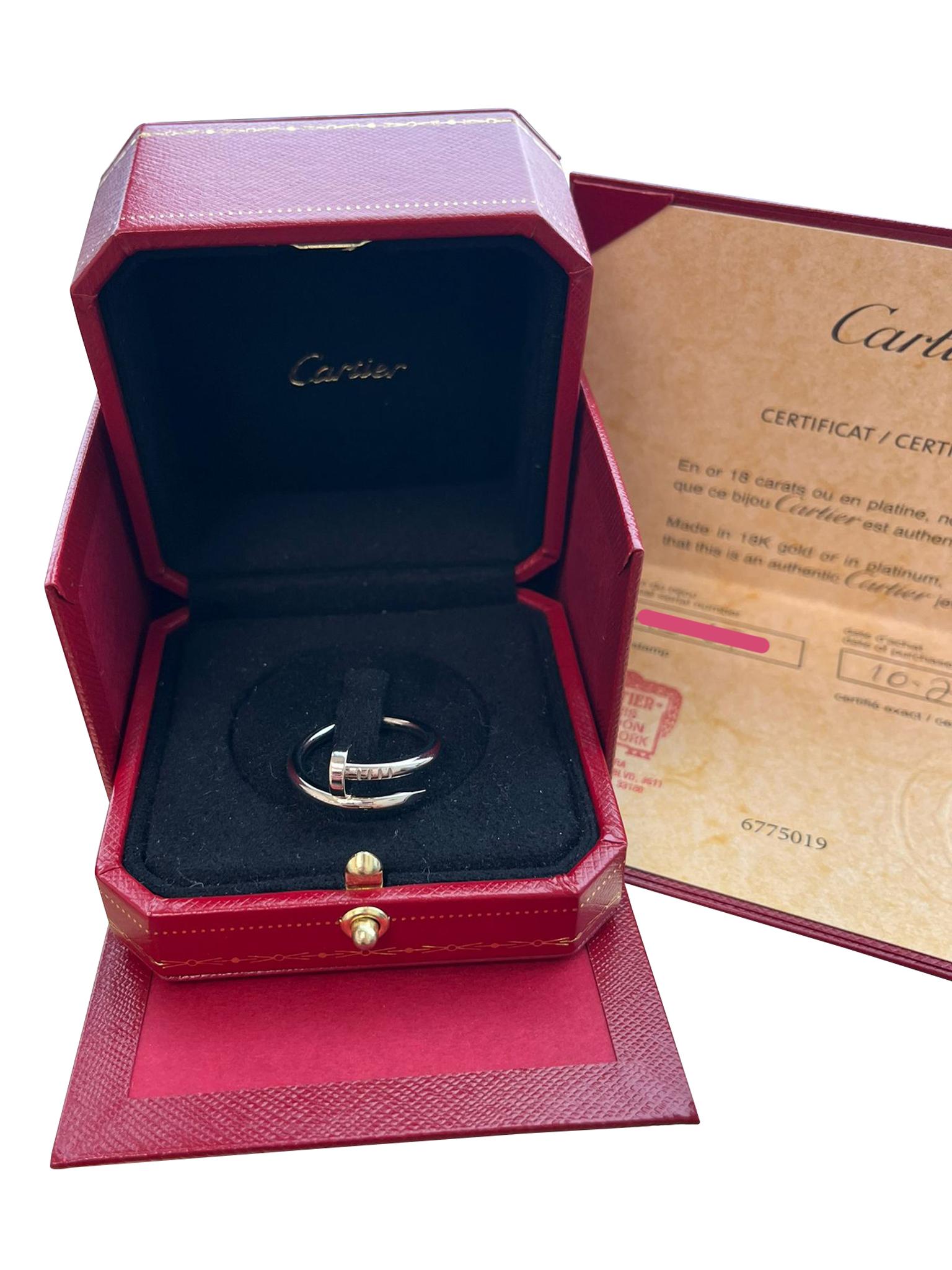 Cartier Juste un Clou Nail Ring classic Model 56 Size White Gold en venta 1