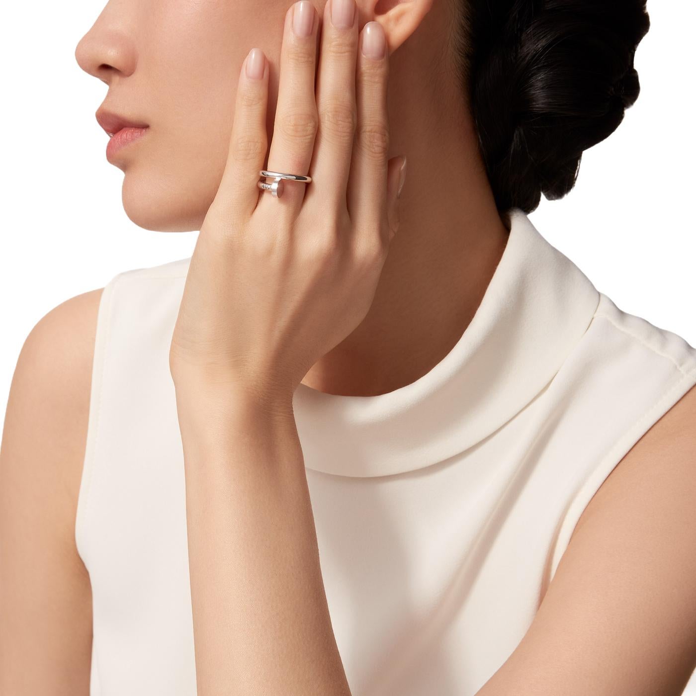 Cartier Juste un Clou Nail Ring classic Model 56 Size White Gold en venta 3