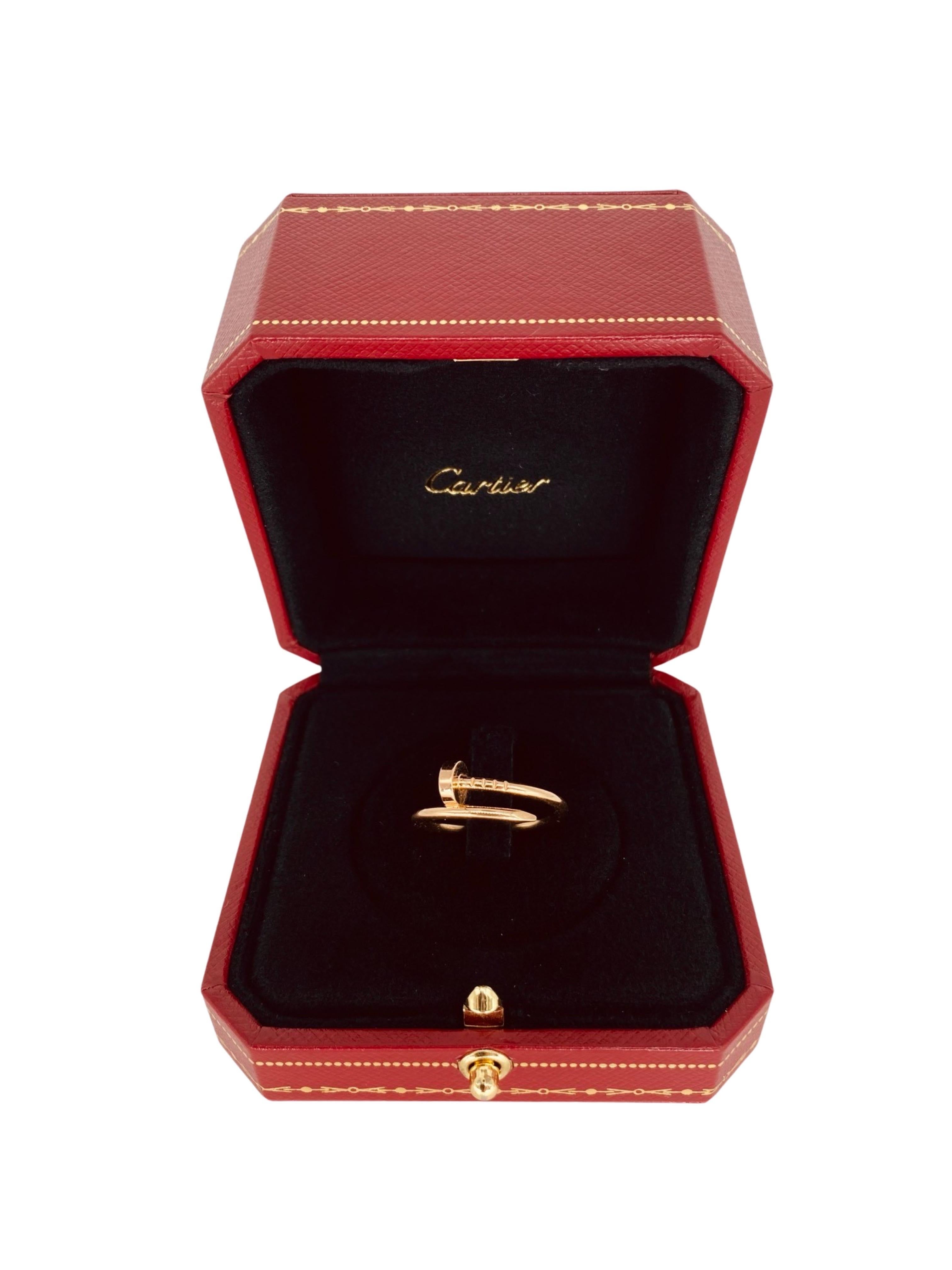 Cartier Juste un Clou ring in rose gold 18K
The nail part of the ring measures 1.8mm, is a size 6.75 and weights 3.6 grams
Cokes with original box as pictured 