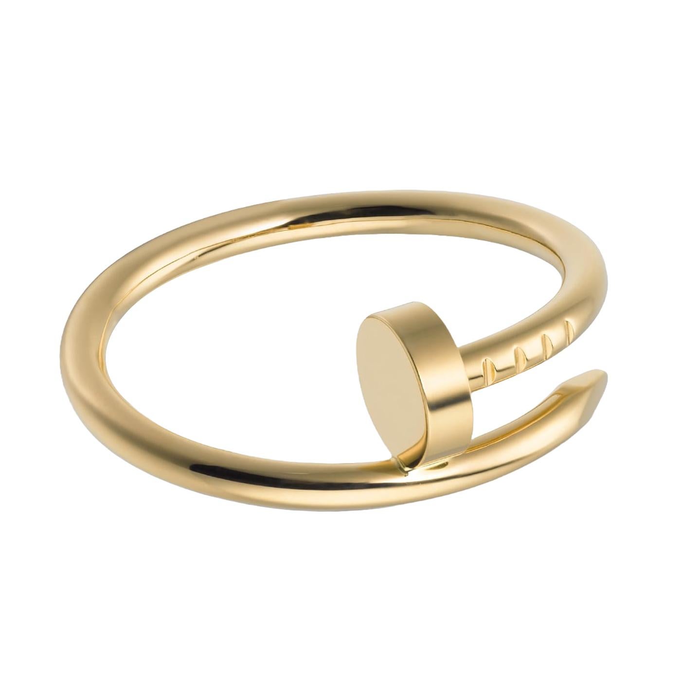 A nail becomes jewelry. Designed in 1970s New York, the first Juste un Clou bracelet reflected a wild, freewheeling era. Bold, modern, and innovative, Juste un Clou is a creative twist on a familiar object. This jewelry collection transcends the
