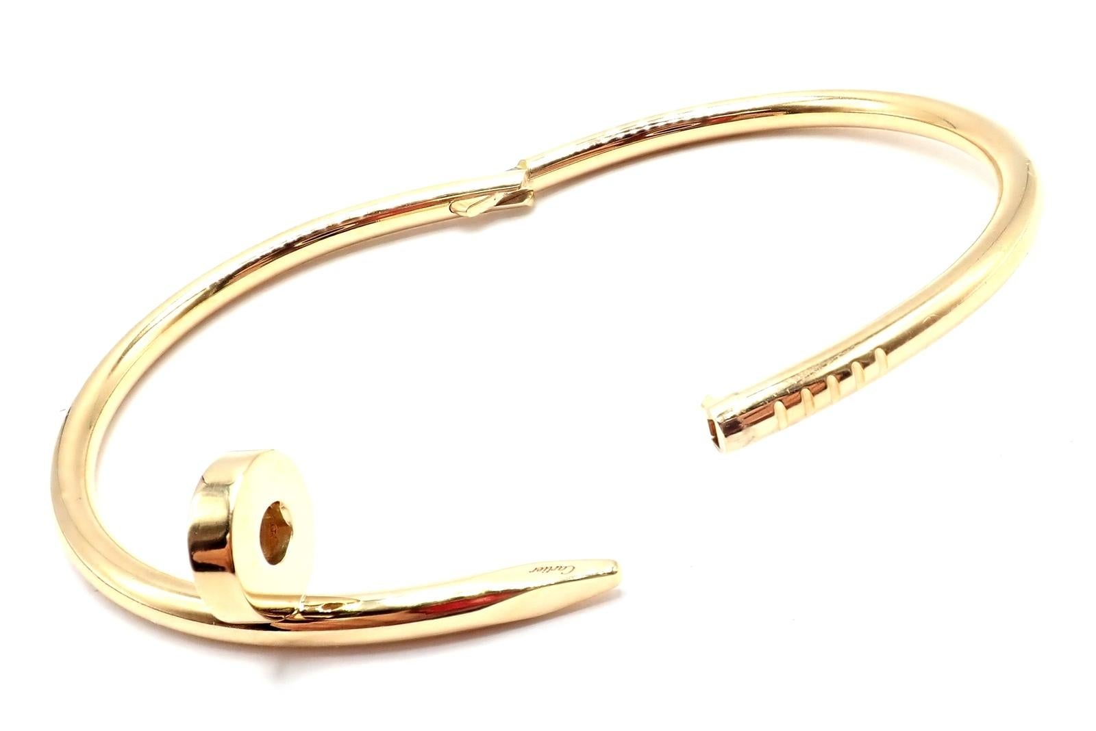 Cartier Juste Un Clou Nail Yellow Gold Bangle Bracelet Size 17 For Sale 7