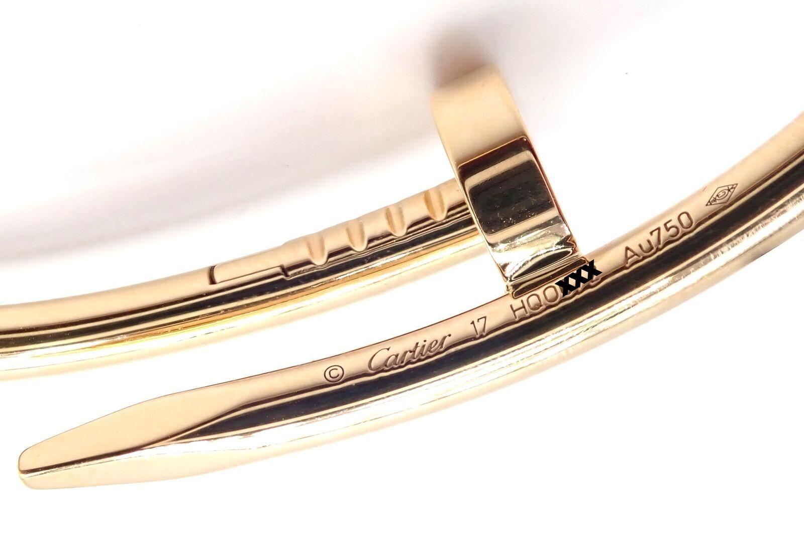 Cartier Juste Un Clou Nail Bracelet jonc en or jaune taille 17 en vente 8