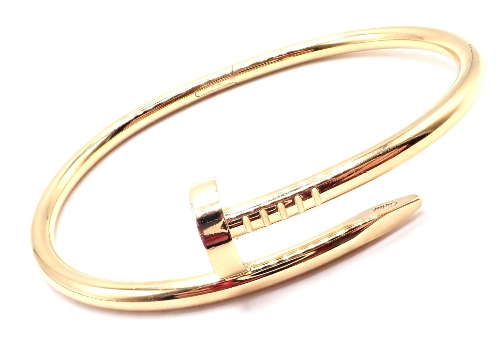 Cartier Juste Un Clou Nail Yellow Gold Bangle Bracelet Size 17 For Sale 8