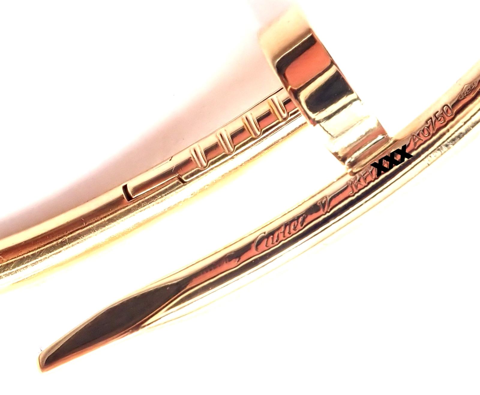 Cartier Juste Un Clou Nail Yellow Gold Bangle Bracelet Size 17 For Sale 9