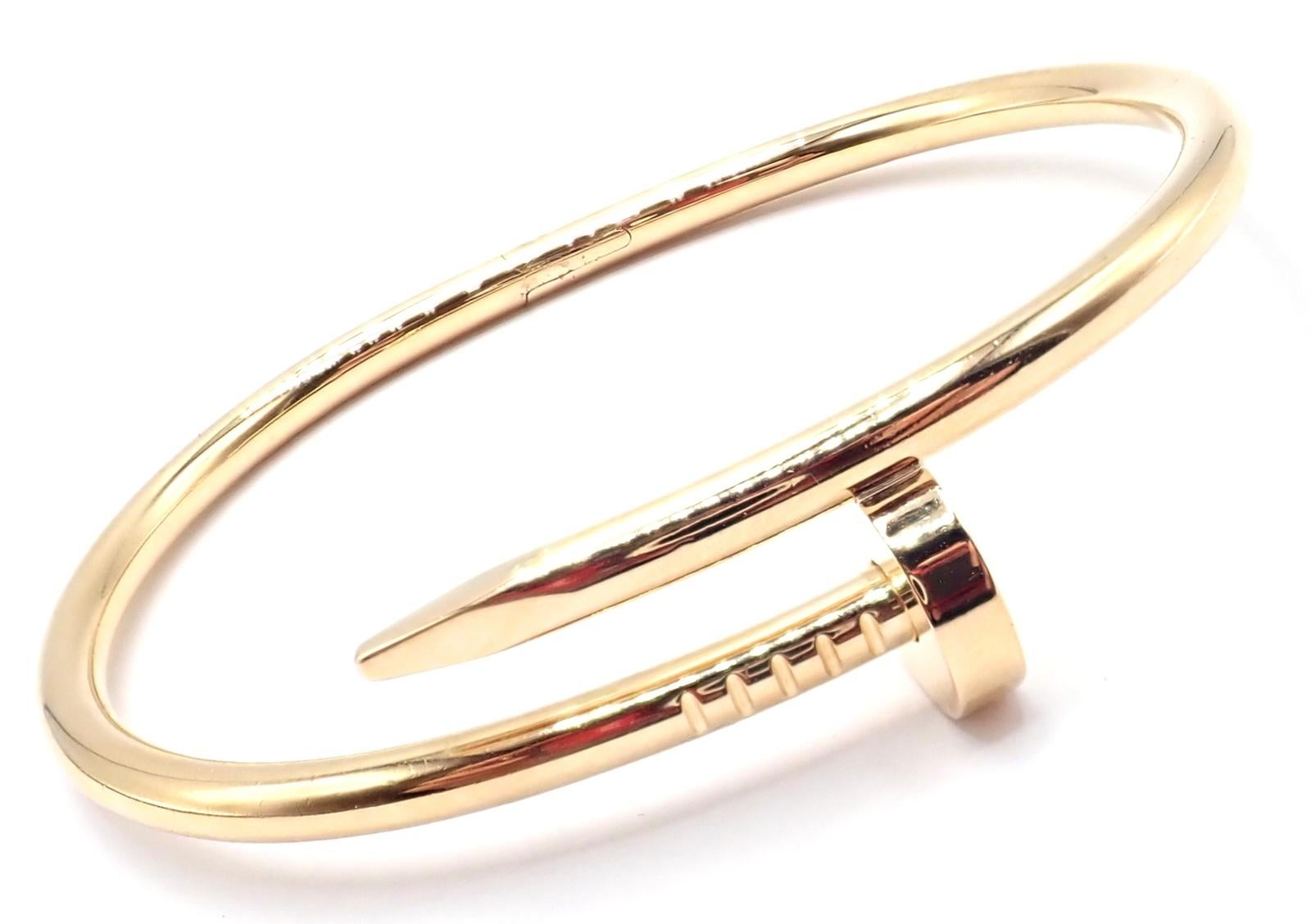 Cartier Juste Un Clou Nail Yellow Gold Bangle Bracelet Size 17 For Sale 10