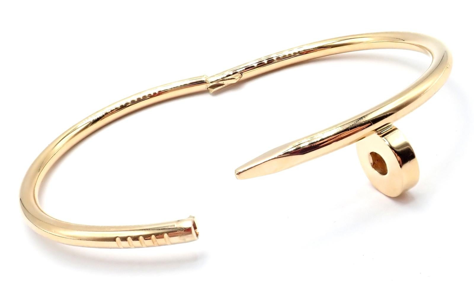 Cartier Juste Un Clou Nail Yellow Gold Bangle Bracelet Size 17 In Excellent Condition For Sale In Holland, PA