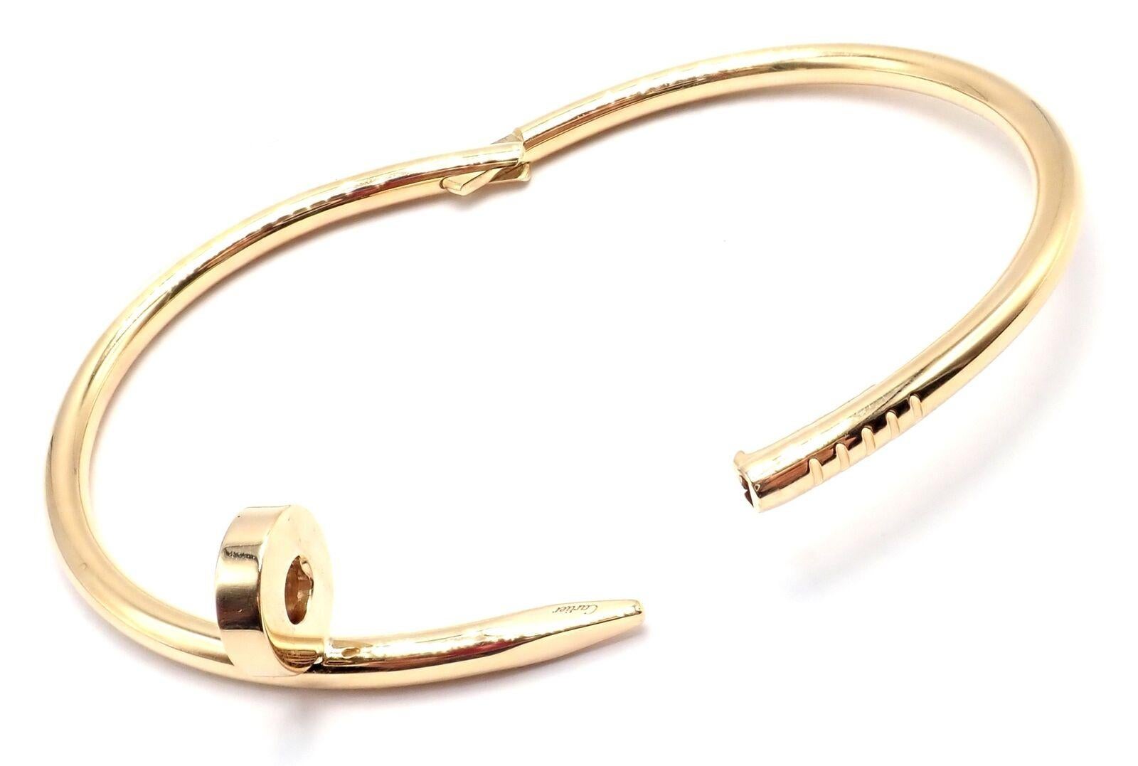 Cartier Juste Un Clou Nail Bracelet jonc en or jaune taille 17 en vente 2