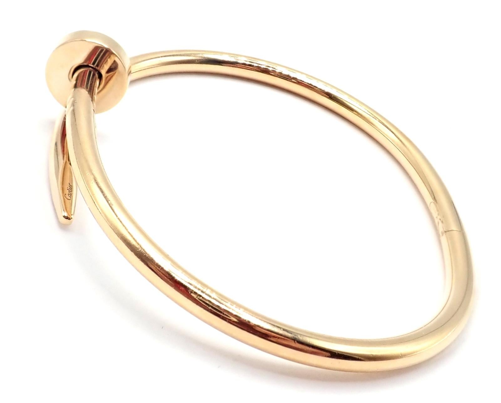 Cartier Juste Un Clou Nail Yellow Gold Bangle Bracelet Size 17 For Sale 2