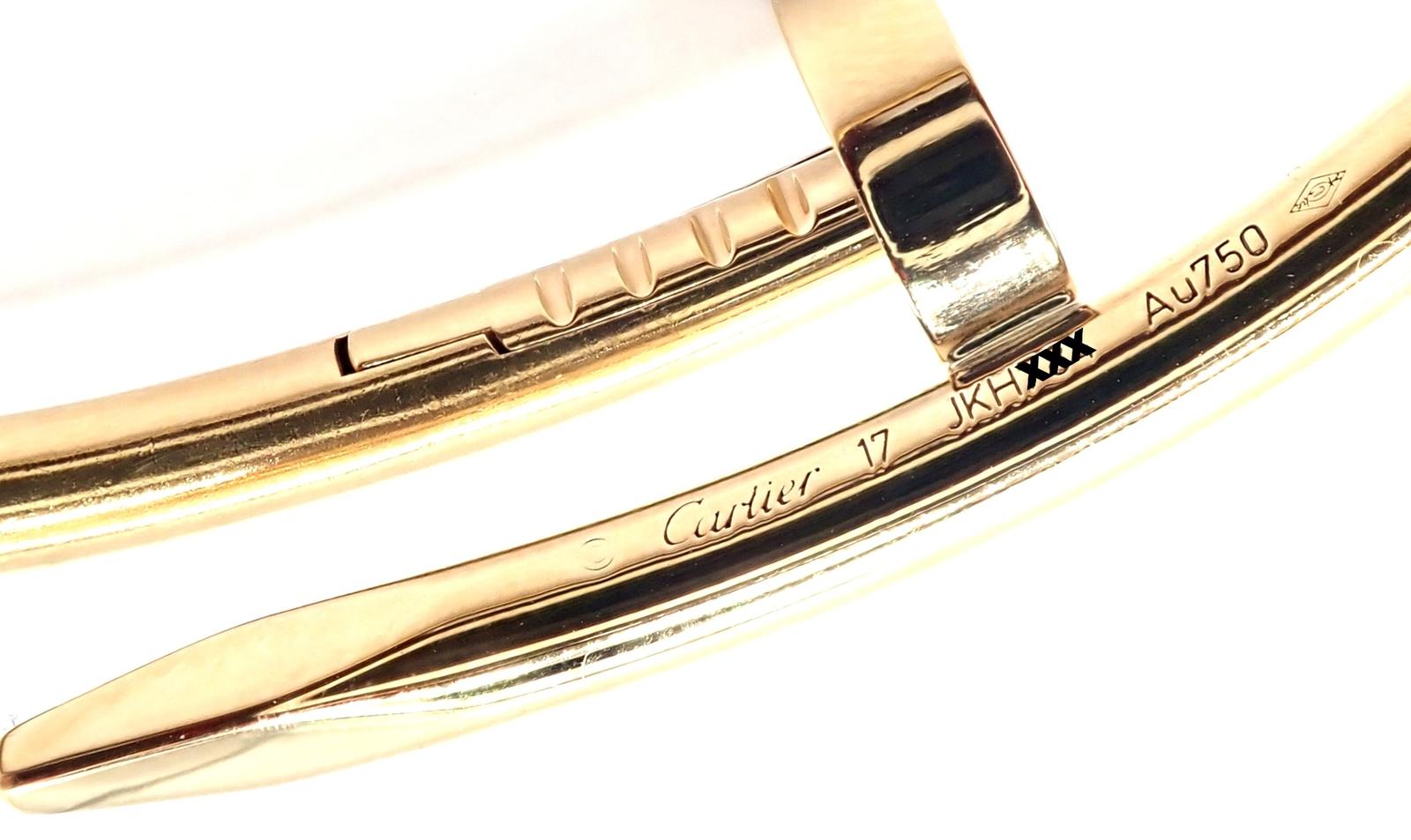 Cartier Juste Un Clou Nail Yellow Gold Bangle Bracelet Size 17 For Sale 4