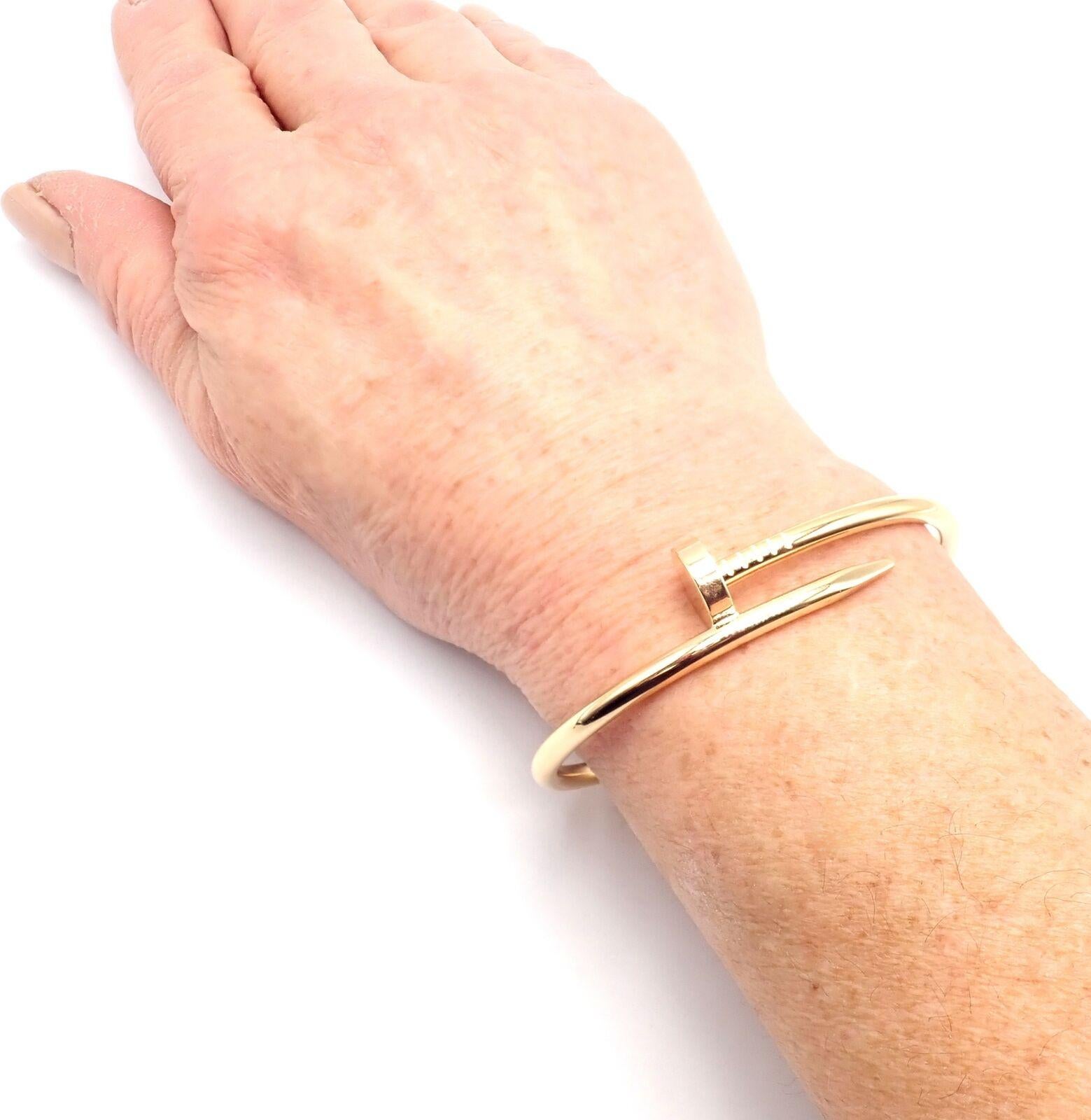 Cartier Juste Un Clou Nail Bracelet jonc en or jaune taille 17 en vente 5