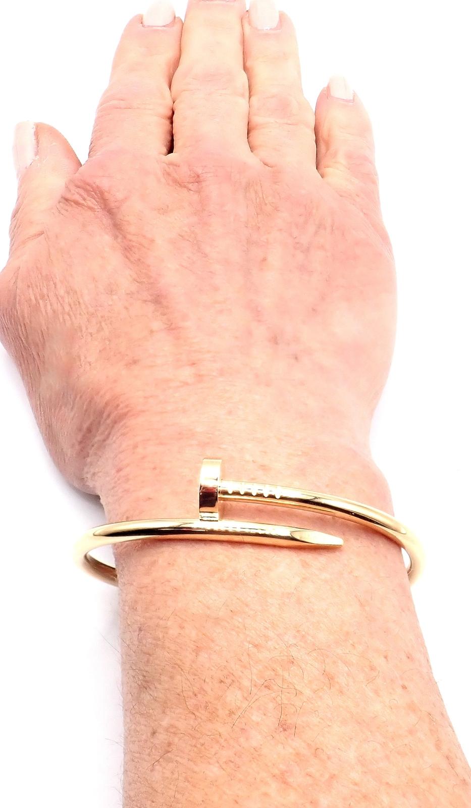 Cartier Juste Un Clou Nail Yellow Gold Bangle Bracelet Size 17 For Sale 5