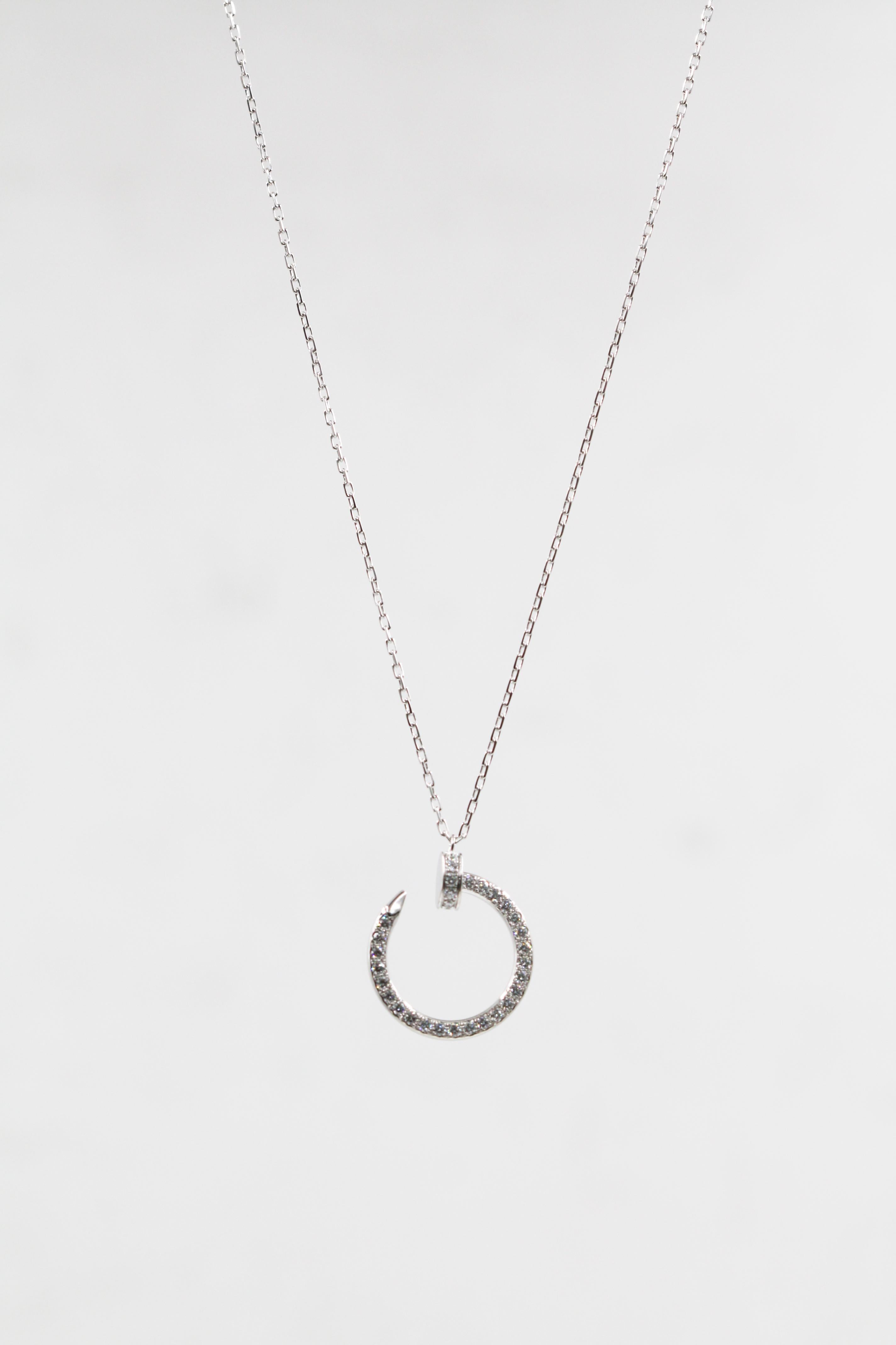 Cartier Juste un Clou Necklace, 18 Karat White Gold, Diamond Paved In Excellent Condition For Sale In New York, NY