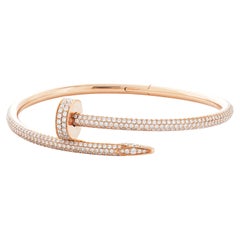 Cartier Juste Un Clou Pave Diamond Nail Bangle Bracelet in 18k Rose Gold