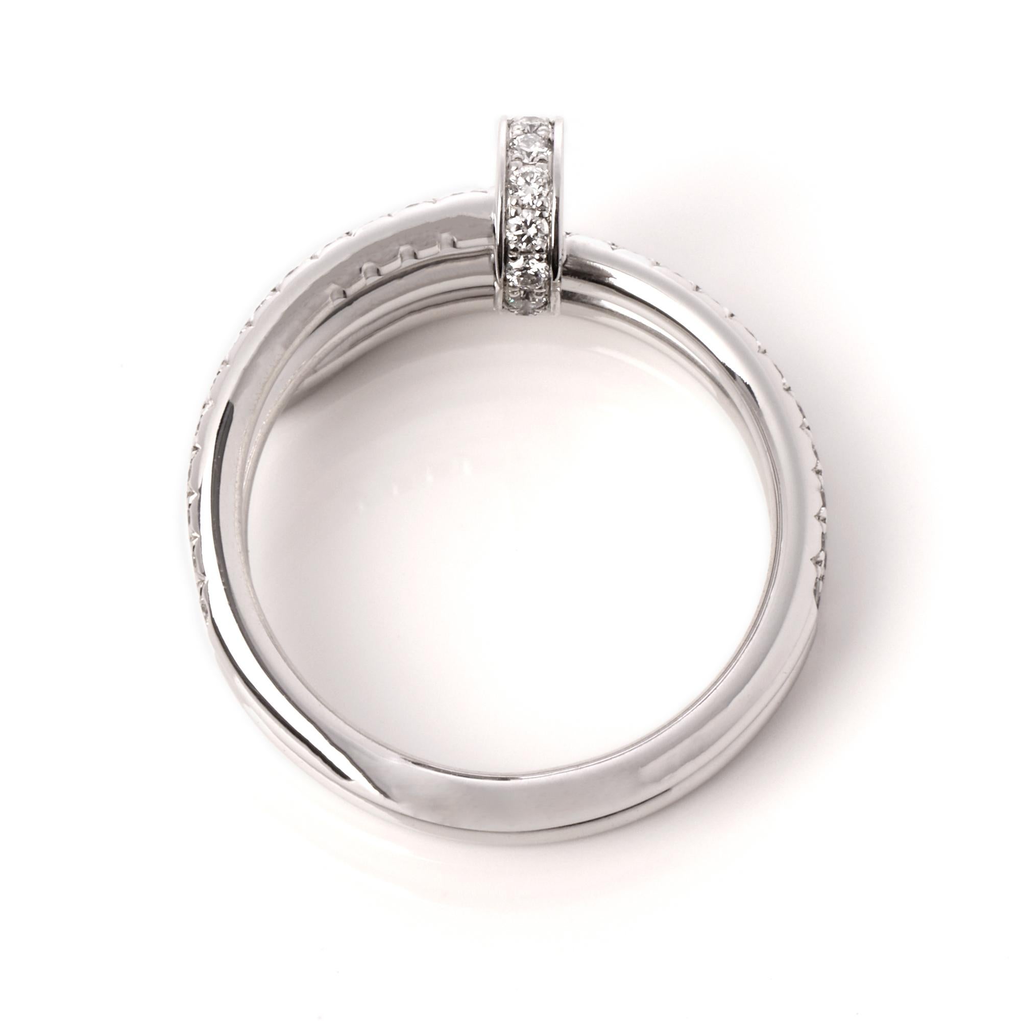 Contemporary Cartier Pave Diamond 18ct White Gold Juste Un Clou Ring For Sale