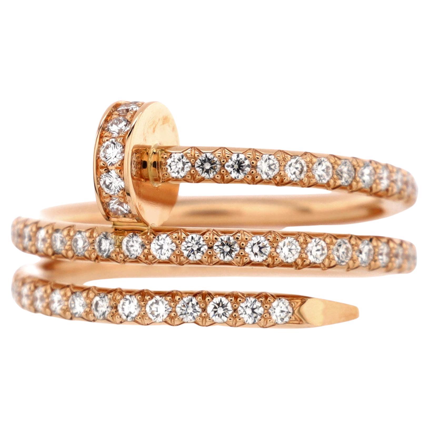 Cartier Juste un Clou Paved Double Ring 18K Rose Gold and Diamonds Small For Sale