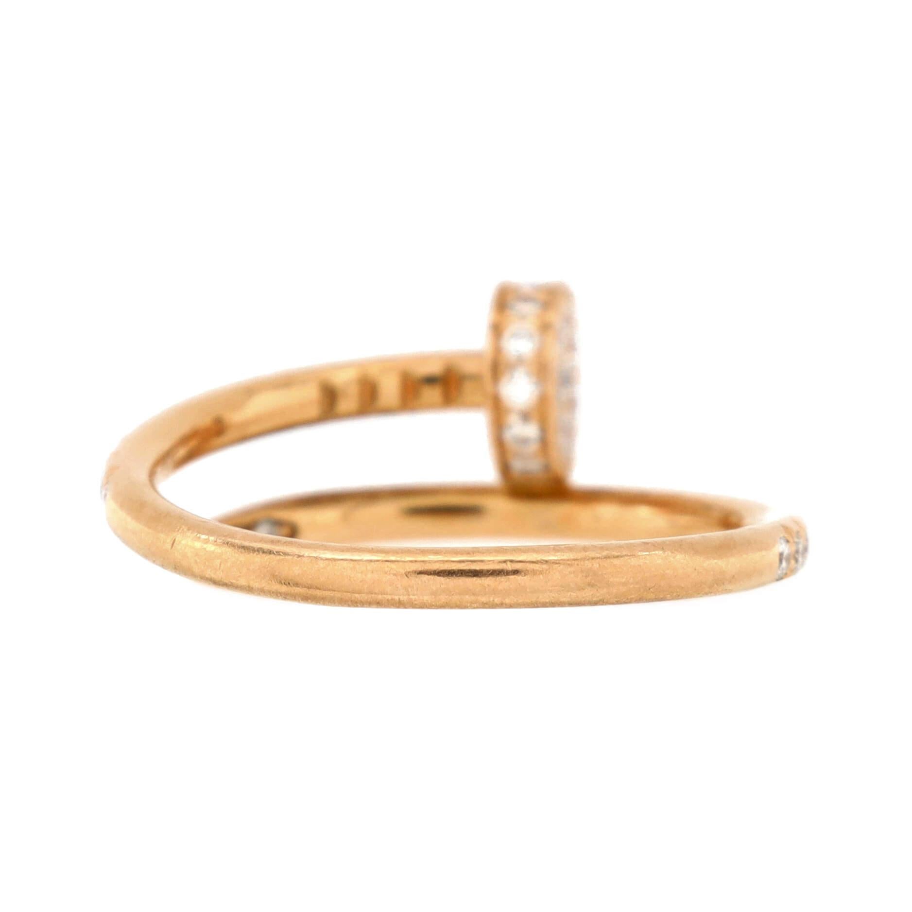 Cartier Juste un Clou Paved Ring 18K Rose Gold with Diamonds Small In Good Condition In New York, NY