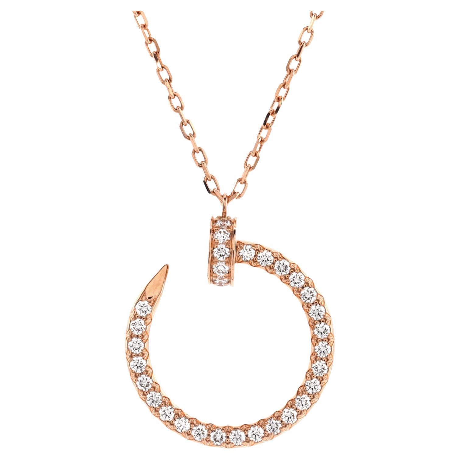 Cartier Juste Un Clou Pendant Necklace 18k Rose Gold and Pave Diamonds
