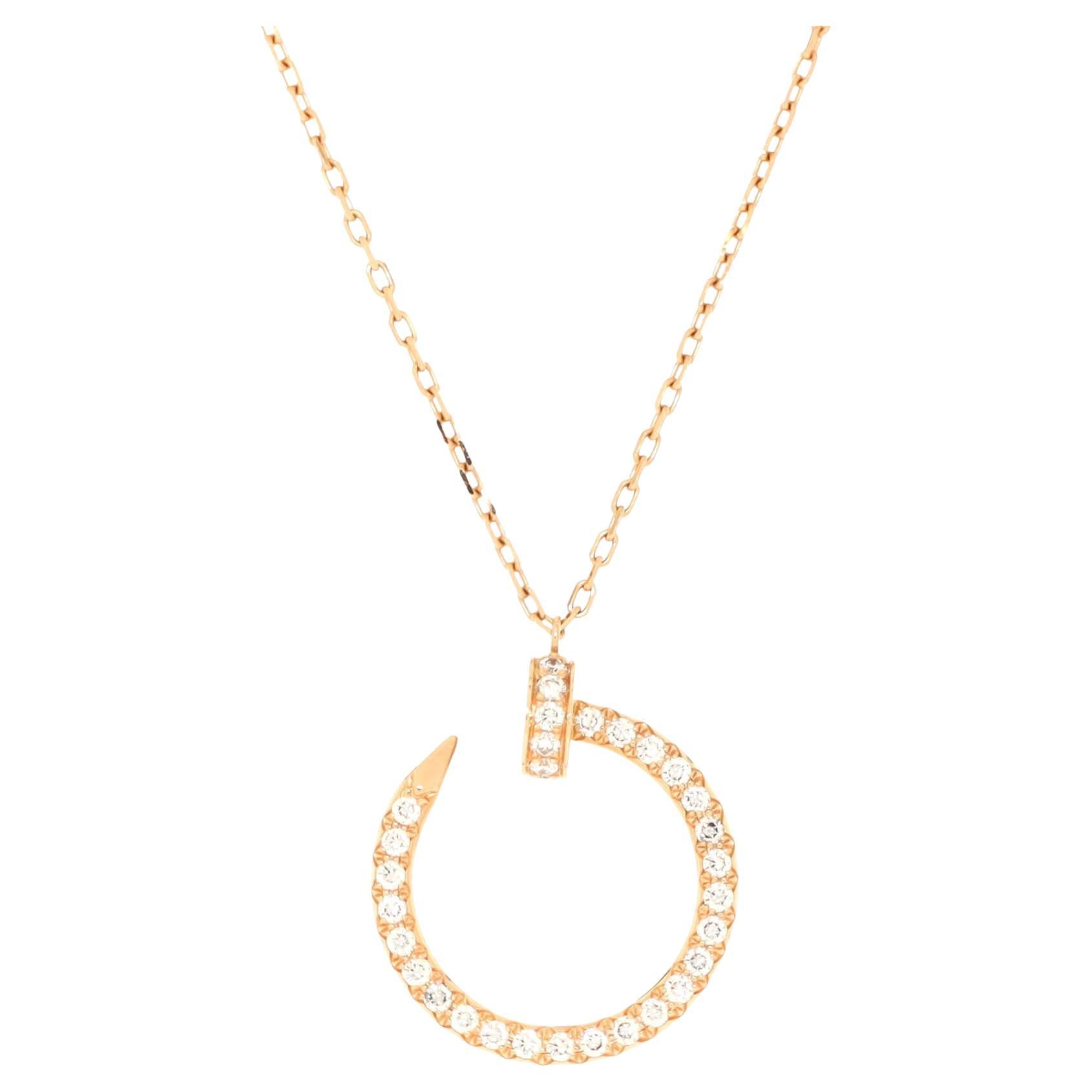 Cartier Juste un Clou Pendant Necklace 18K Rose Gold and Pave Diamonds For Sale