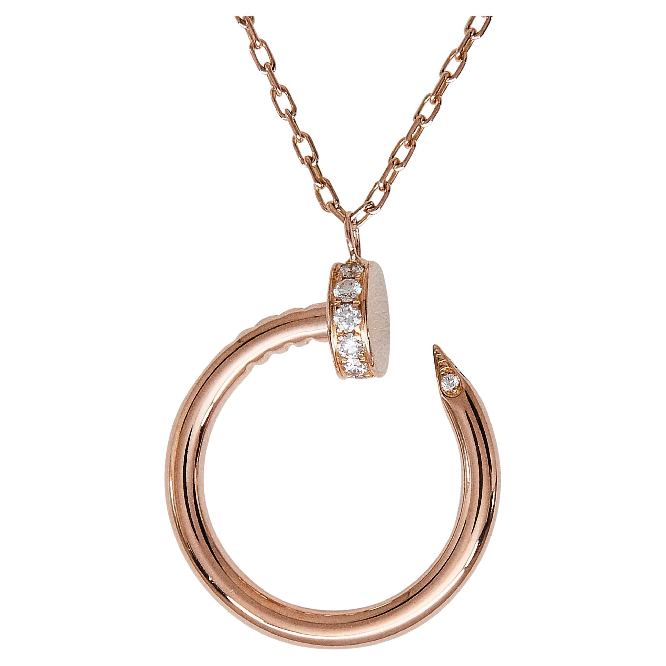 Cartier Juste un Clou Pendant Necklace 18K Rose Gold Diamond