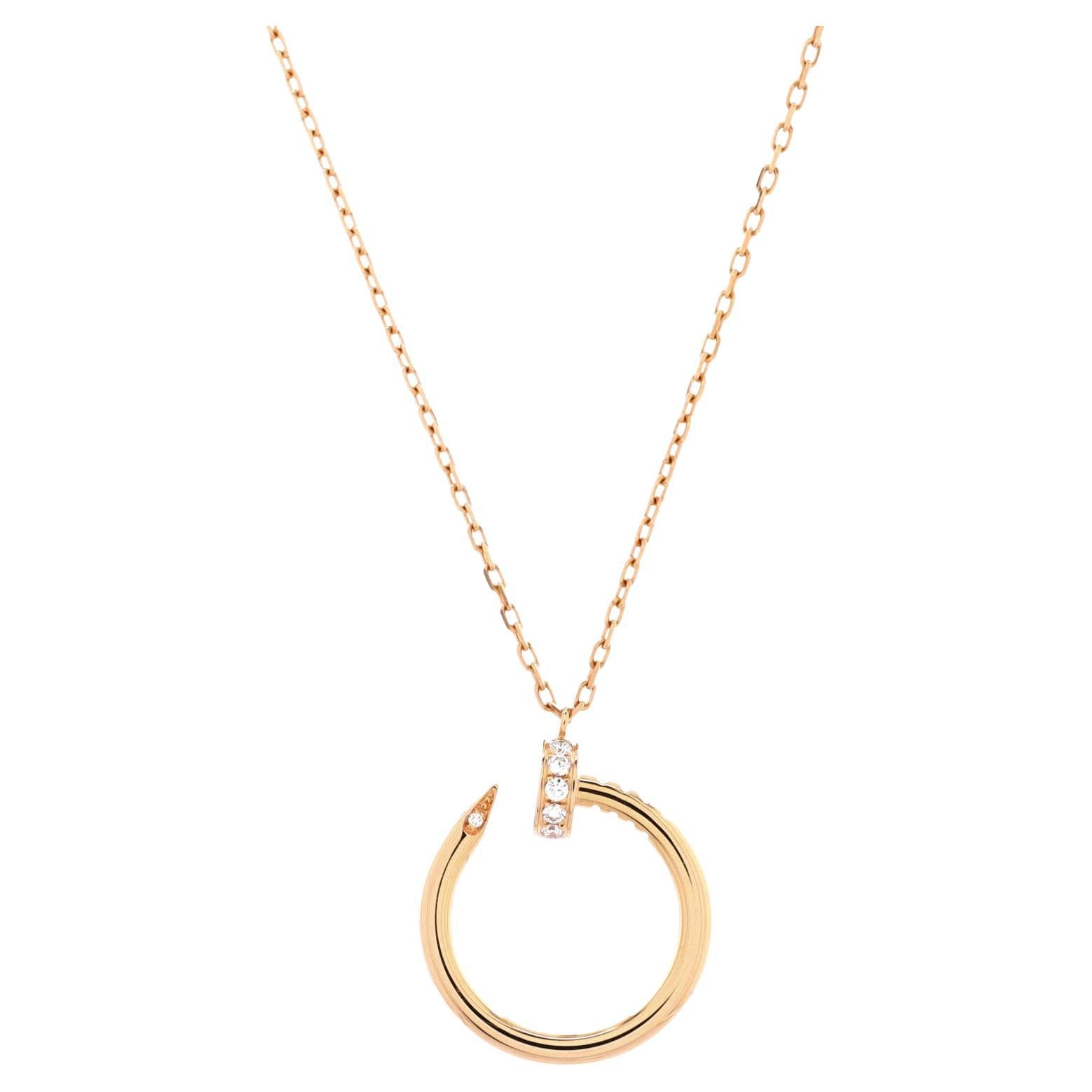 Cartier Juste Un Clou Pendant Necklace 18k Rose Gold with Diamonds
