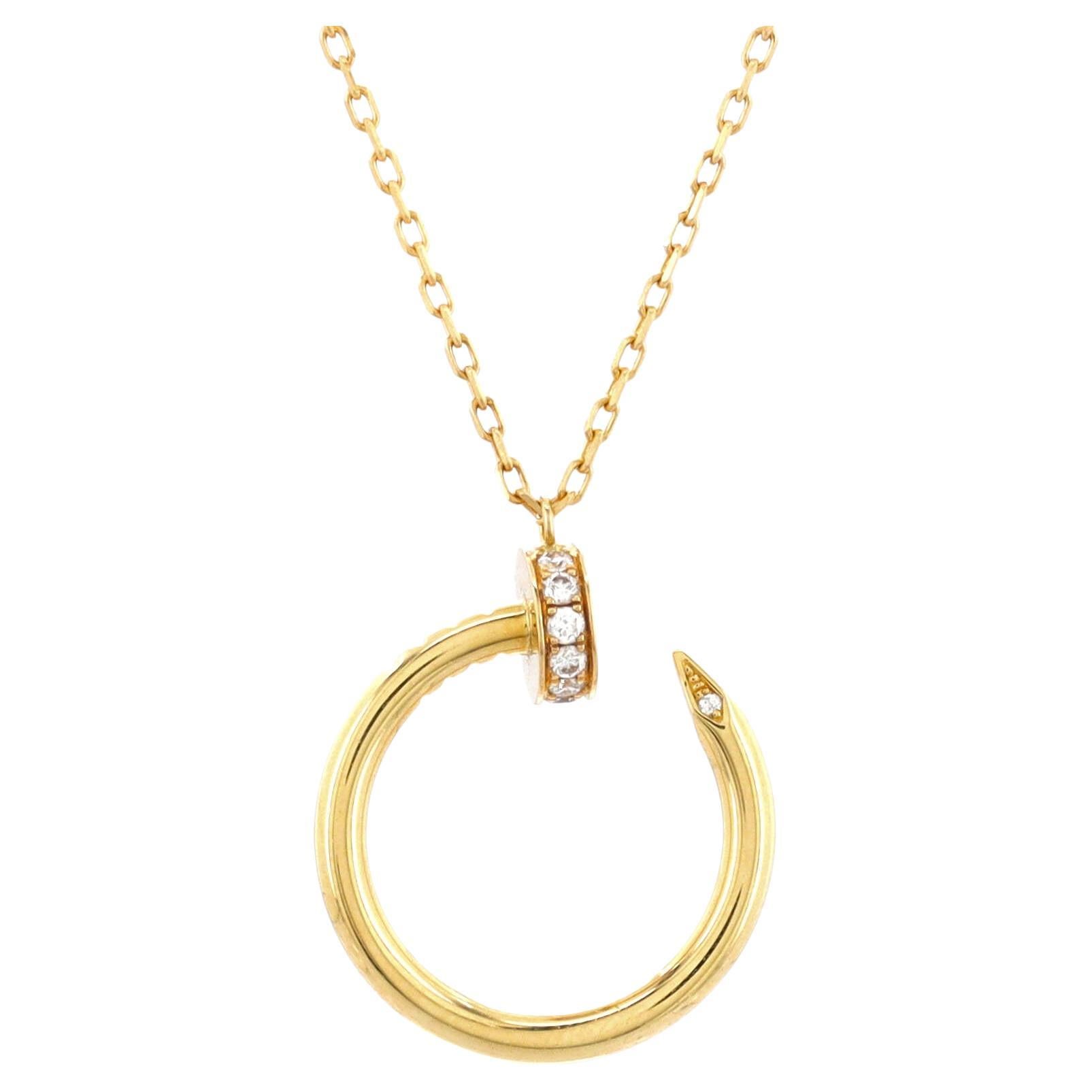 Cartier Juste Un Clou Pendant Necklace 18k Yellow Gold with Diamonds