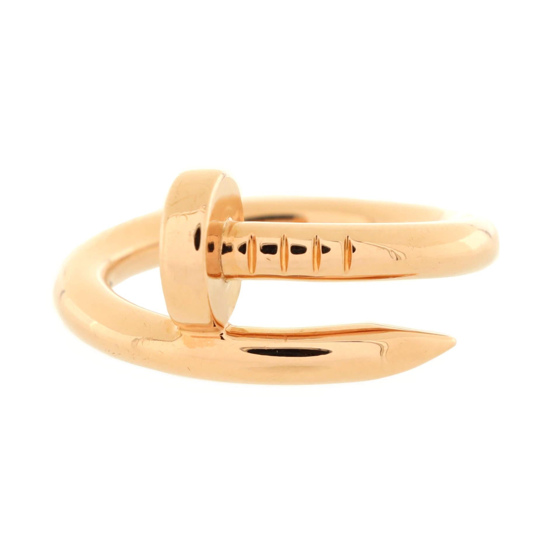 Condition: Great. Minor wear and re-polishing throughout.
Accessories: No Accessories
Measurements: Size: 5.25 - 50, Width: 2.65 mm
Designer: Cartier
Model: Juste un Clou Ring 18K Rose Gold
Exterior Color: Rose Gold
Item Number: 215480/30