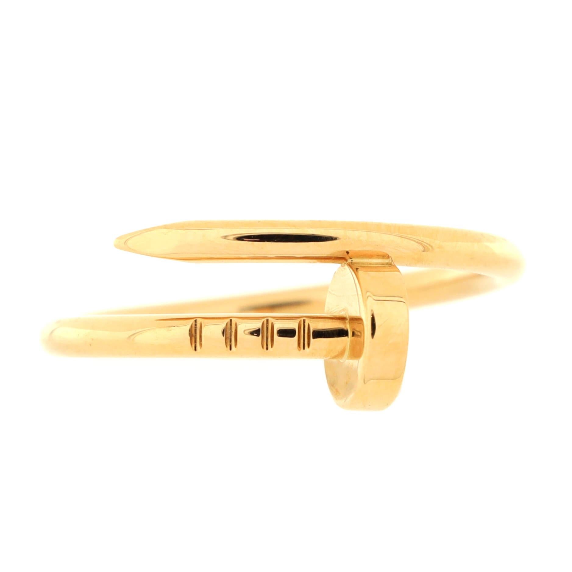 Condition: Excellent. Faint wear throughout.
Accessories: No Accessories
Measurements: Size: 6 - 52, Width: 1.80 mm
Designer: Cartier
Model: Juste un Clou Ring 18K Yellow Gold Small
Exterior Color: Yellow Gold
Item Number: 221053/1
