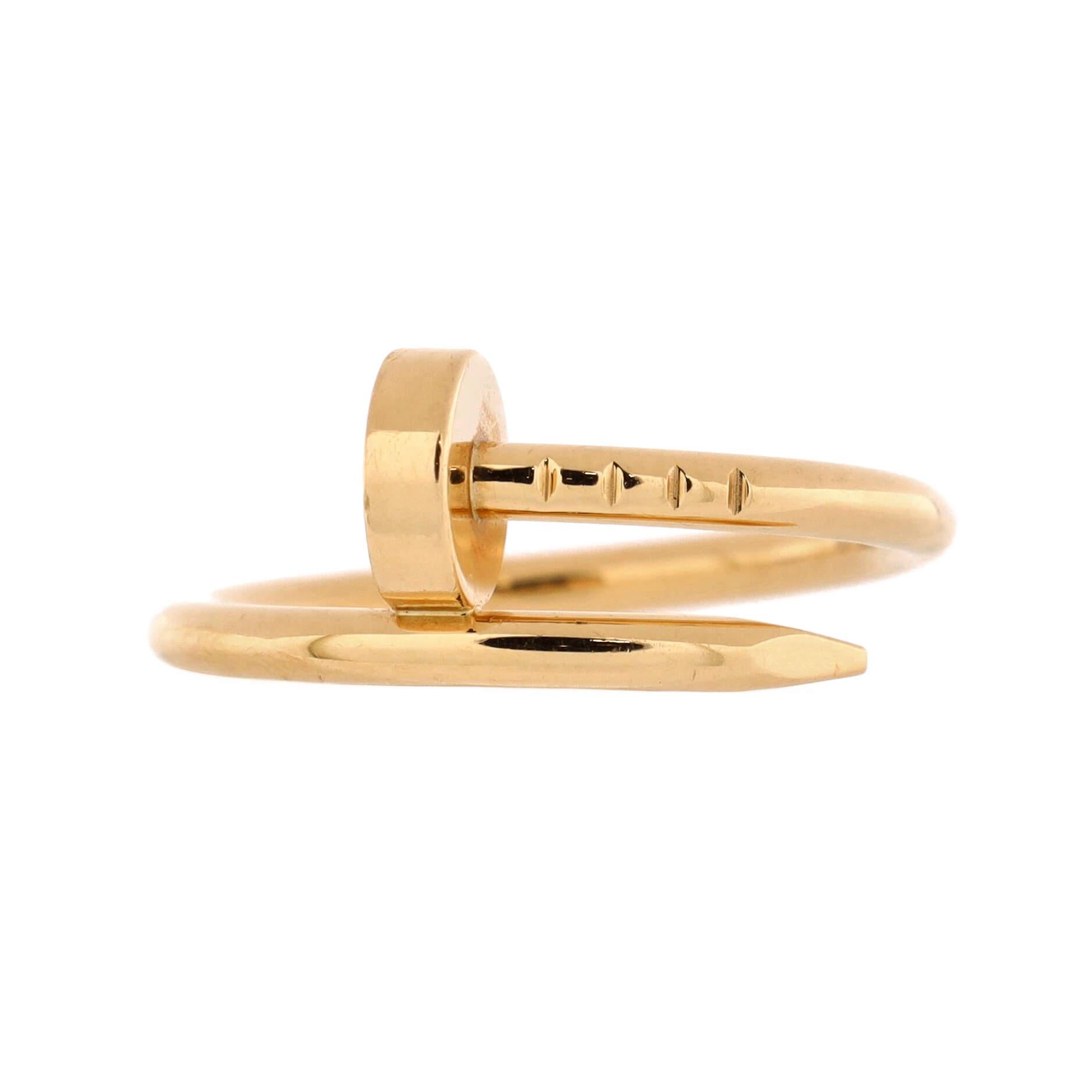 Condition: Great. Minor wear throughout.
Accessories: No Accessories
Measurements: Size: 3.75 - 46, Width: 1.8 mm
Designer: Cartier
Model: Juste un Clou Ring 18K Yellow Gold Small
Exterior Color: Yellow Gold
Item Number: 209294/34