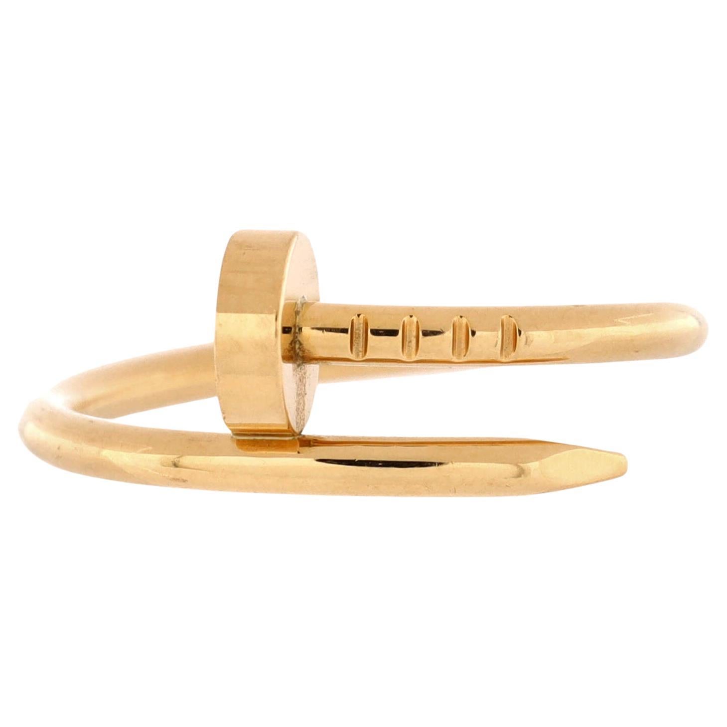 Vintage Cartier French Juste Un Clou Diamond 18K Yellow Gold Ring For